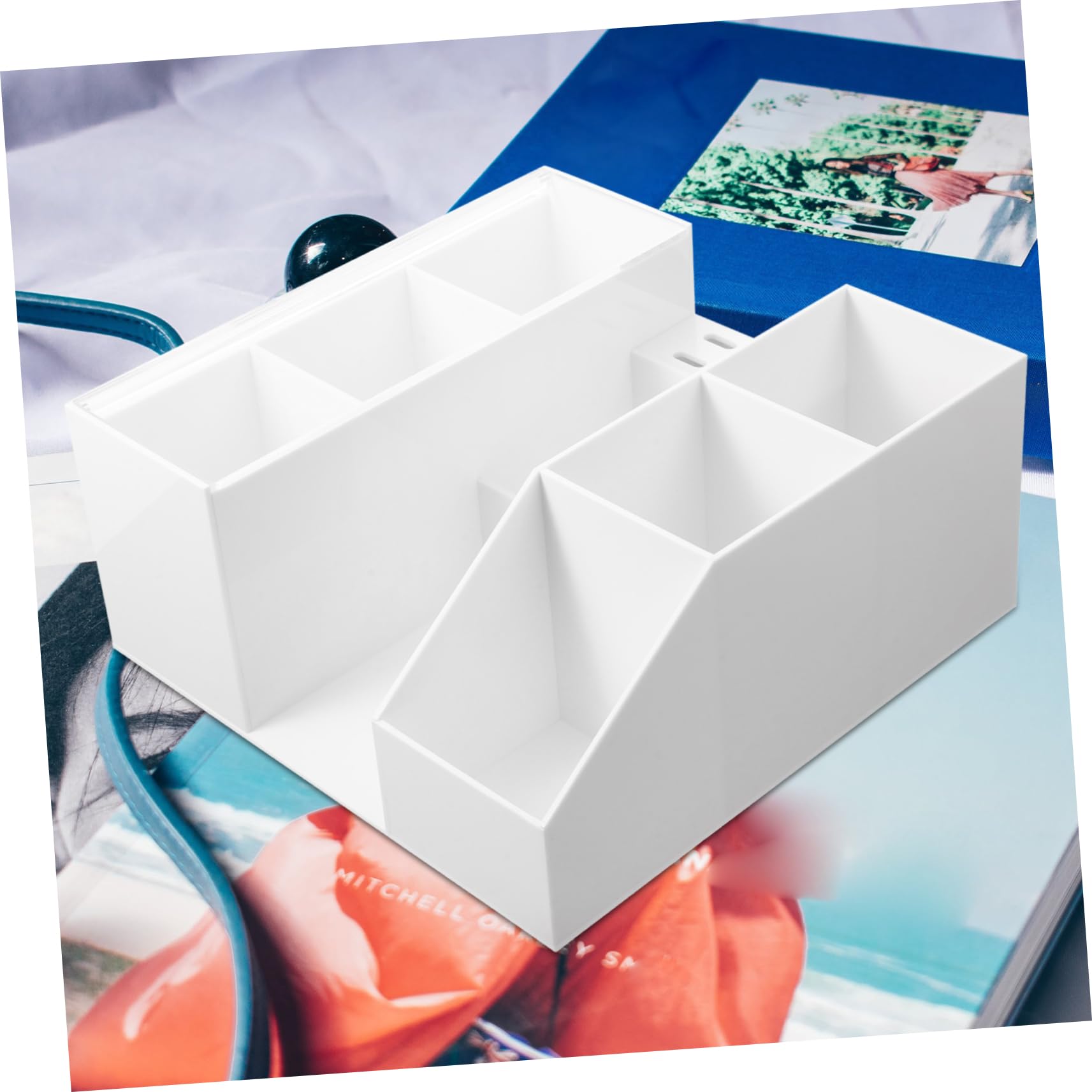 Mikinona Scatola Portaoggetti per Pinzette per Ciglia in Acrilico Bianco, Organizer per Trucco da Tavolo, Design Unico e Semplice, per Casa e Bagno, Migliora L'efficienza del Lavoro