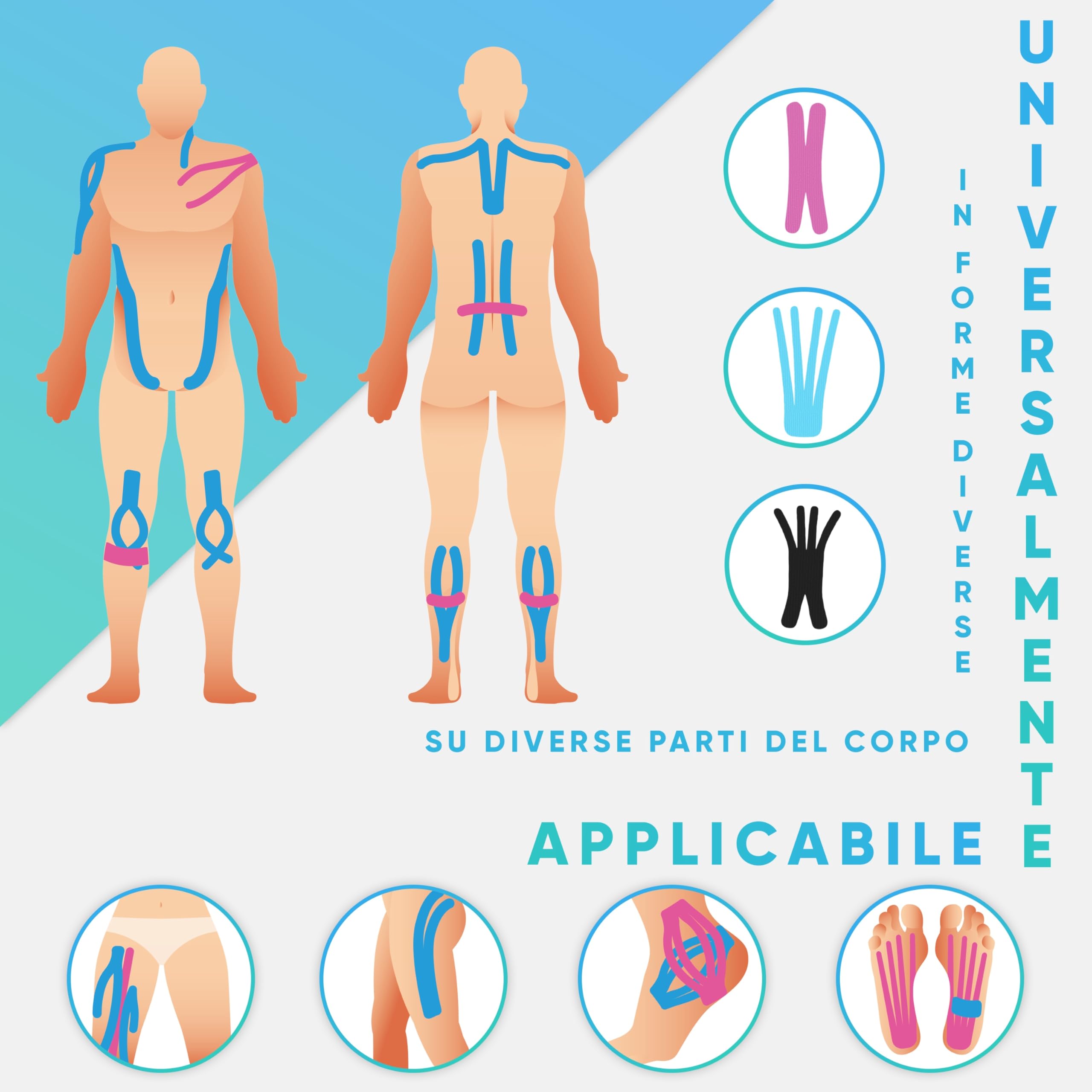 Health Press® Kinesiotape – 2 Rotoli (Blu + Rosa) 5cm X 5m, Tape Kinesiologico Per Sport E Fisioterapia, Impermeabile