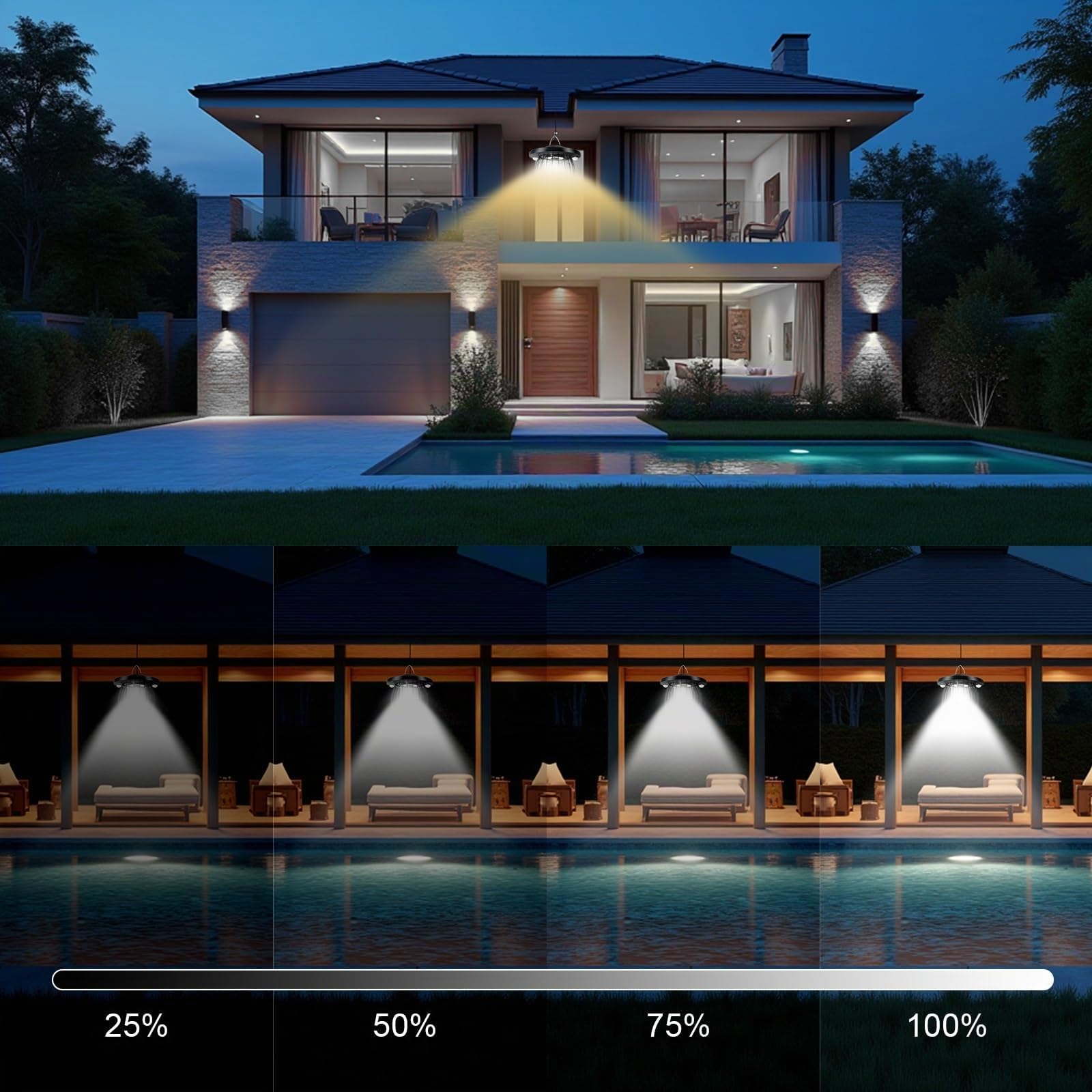 CREATESTAR Lampada a Sospensione Solare, Luce Solare LED Esterno con Telecomando IP66 Impermeabile Lampada da Esterno con Sensore di Movimento, Lampadario per Giardino Terrazza Garage
