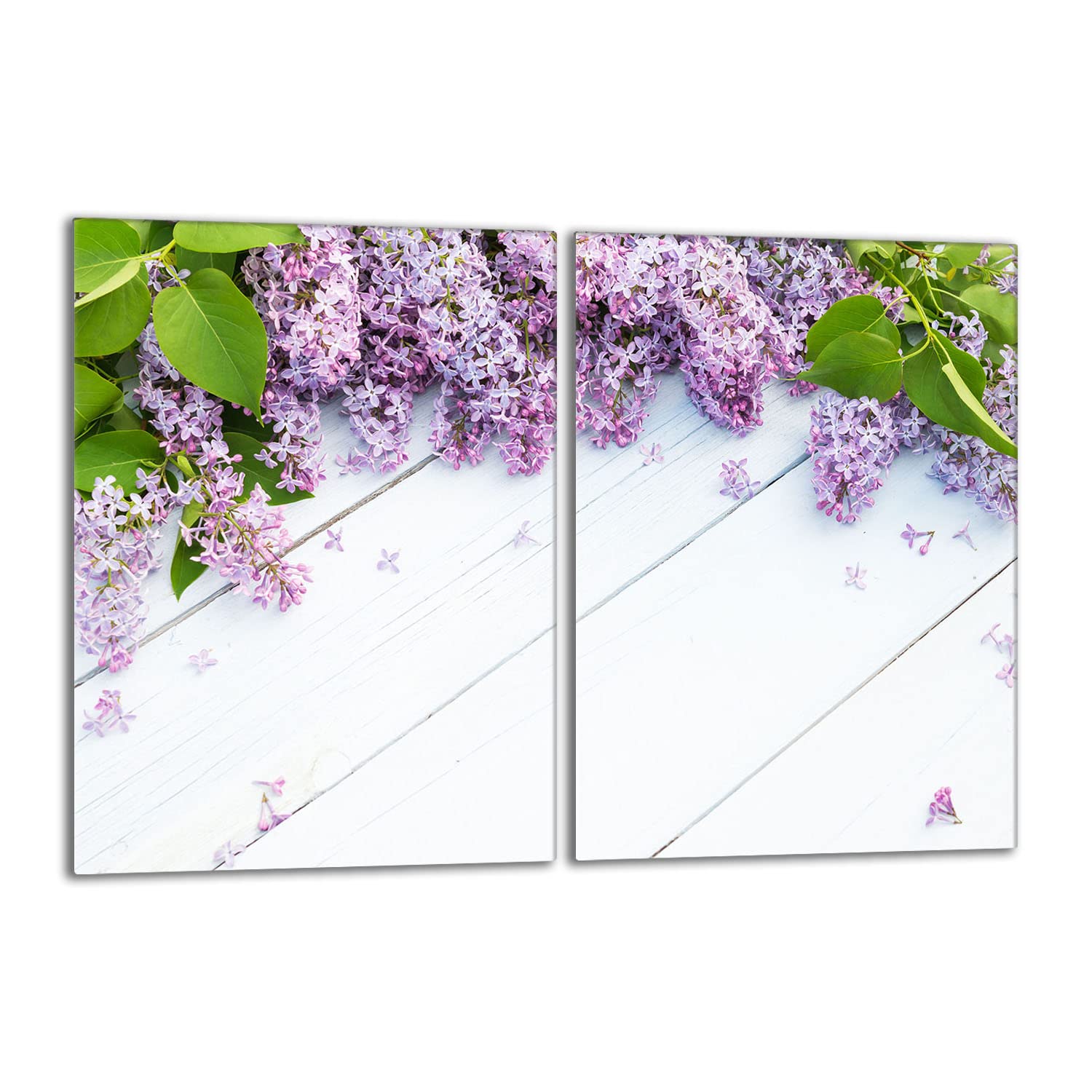 Tabla de cortar decorativa de cristal templado y cubre vitro, Placa protectora de vitrocerámica 40 x 52 cm 2 piezas, para inducción, protección contra salpicaduras, decoración, LILA