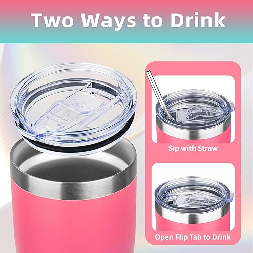 Miniatura 3 de MEZMUT Vaso de café de 20 onzas con tapa y pajilla, taza aislada al vacío de doble pared de acero inoxidable, tazas de viaje aisladas para calor y