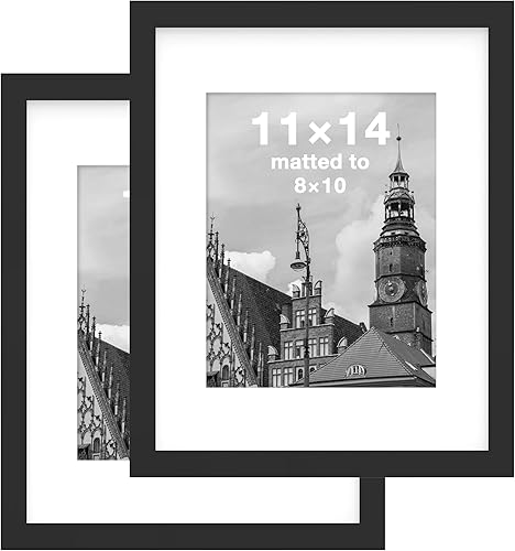 Vista 81 de FrameWorks Marcos de fotos clásicos de madera de 12 x 16 a 8 x 12 pulgadas con vidrio templado, roble dorado, paquete de 6