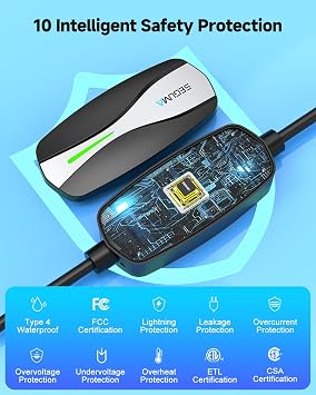 SEGUMA Level 1/2 Tesla Charger, ETL Certified 12A/16A, 25ft Cable, Dual Voltage 240V NEMA 6-20 Plug & 120V NEMA 5-15 Adapter, NACS Connector, Portable Home Electric Car EV Charger for Tesla Y/X/3/S