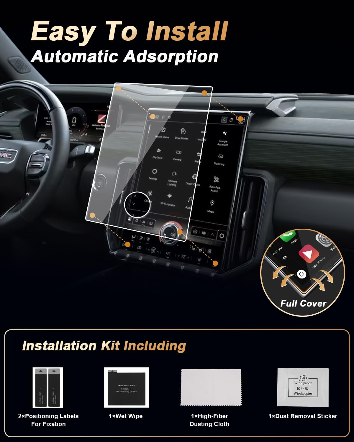 ECOZEN 2026 GMC Acadia Screen Protector - For 2024-2026 GMC Acadia 15-Inch Navigation Screen - 9H Hardness Tempered Glass HD 2024-2026 Acadia(Elevation/AT4/Denali) Accessories Anti Fingerprints