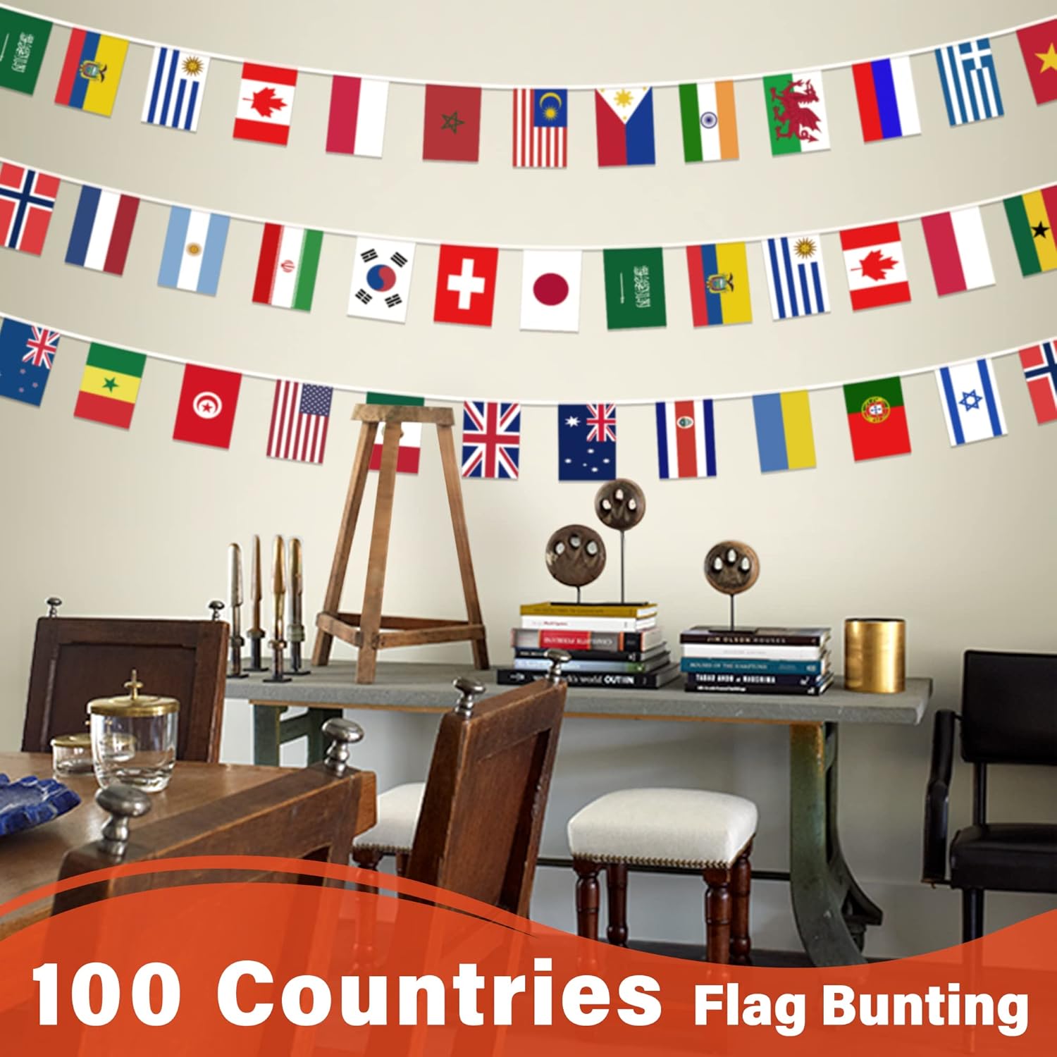 100 Countries String Flag, 82 ft International Flags Bunting Banner, World Flag Banner Decoration for World Cup Party, School, Sports Game Events, Grand Opening, Classroom - Image 6