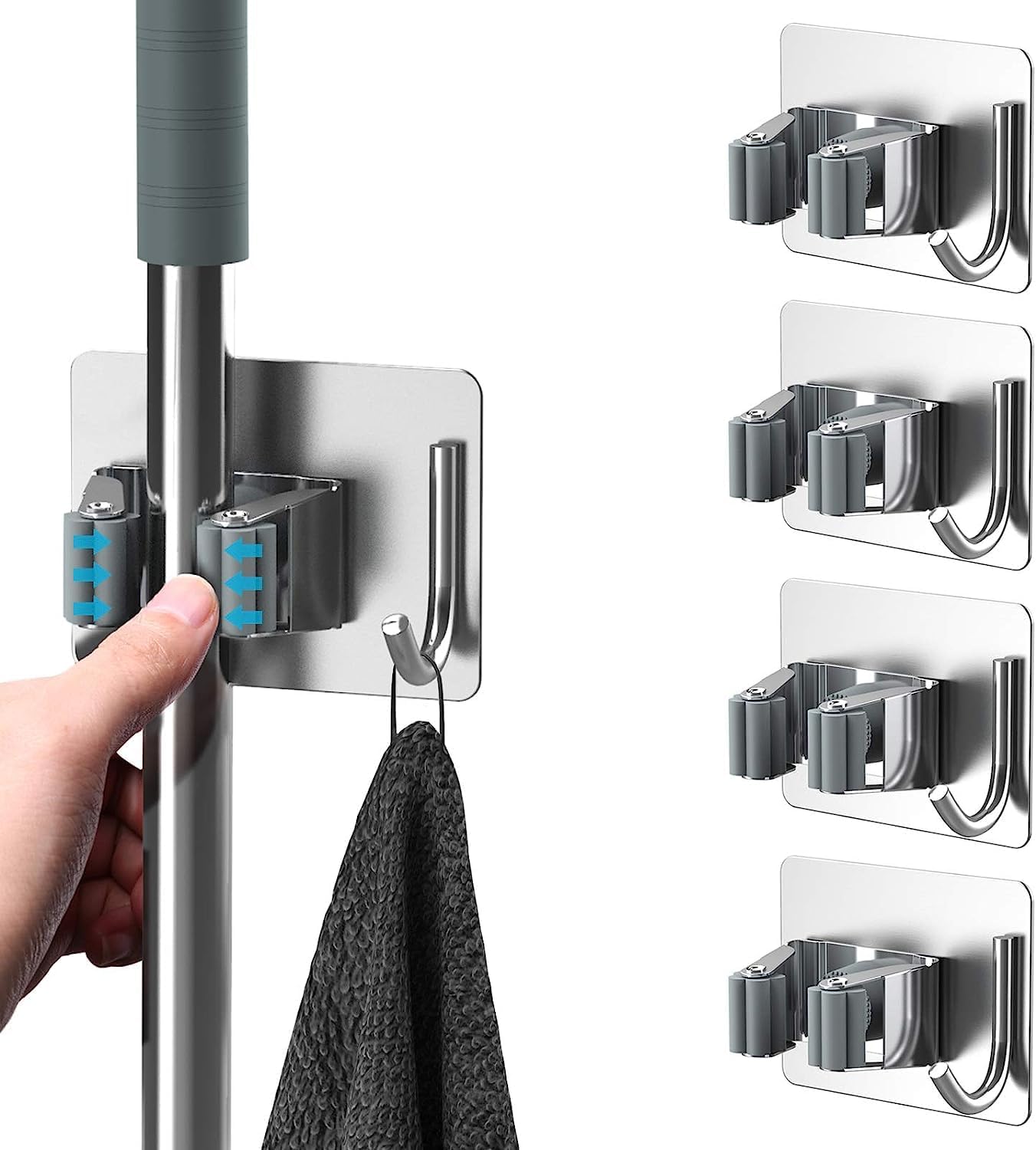 Chillyfit Broom Holder Wall Mounted 1 Pack, mop Holder for Wall, Broom Holder, self Adhesive Holder Stand to Mount Cleaning Brush Stick Hanger, Wiper Organizer Storage, Wall Hook for Bathroom, Home