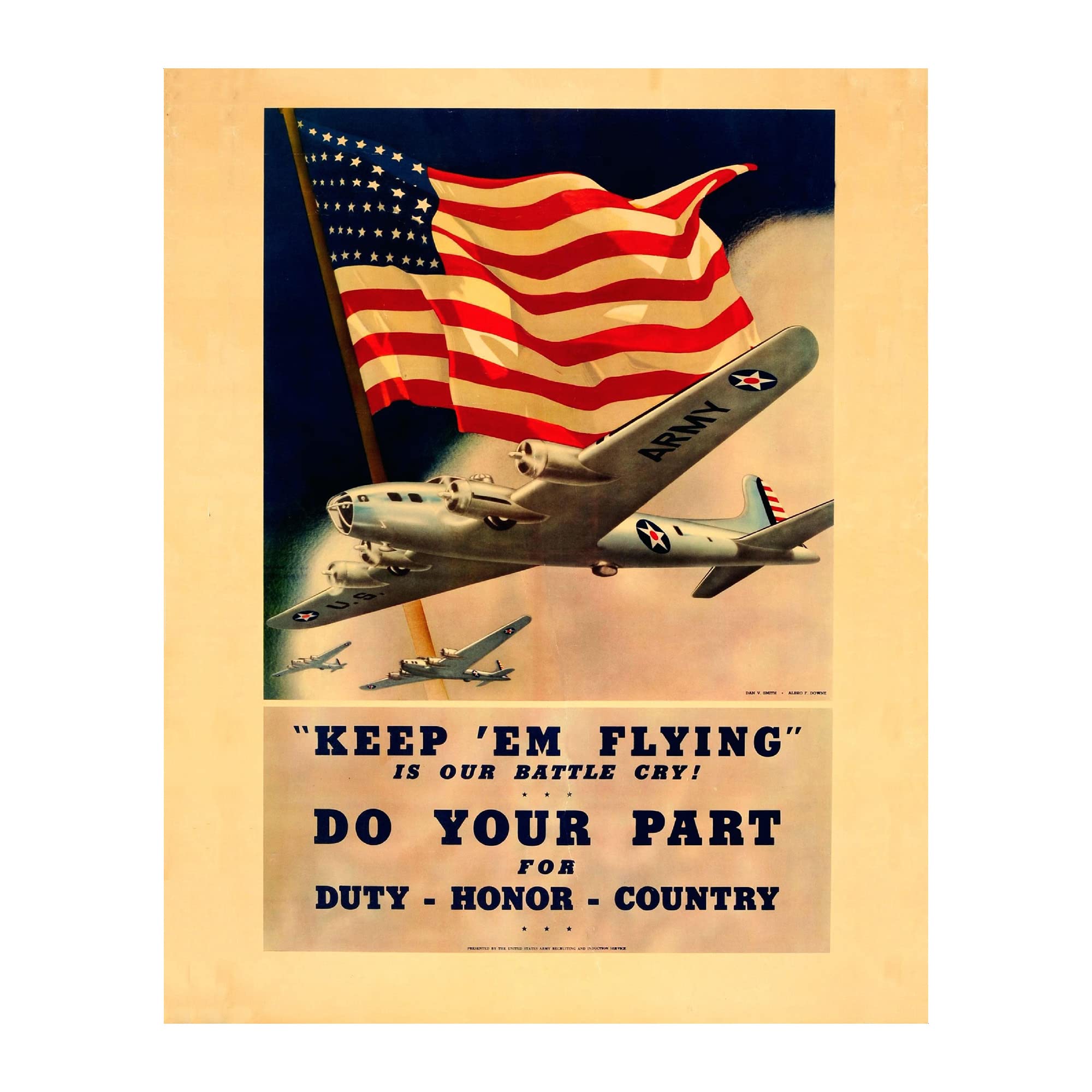 Keep Em Flying - US Military Air Force Wall Art, Antique Recrruitmnt Wall Art Print Is Ideal For Patriotic Wall Art Decor, Home Decor, Office Decor, School Decor, & Man Cave Decor, Unframed - 8x10