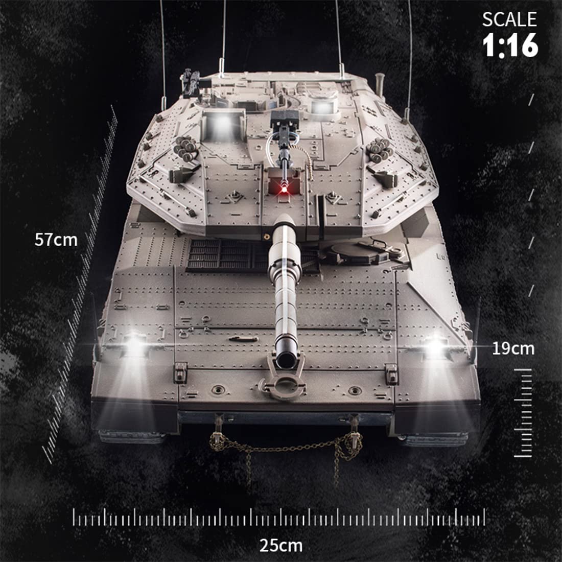 Czołgi RC dla dorosłych, 1/16 Israel Merkava-IV 2,4G RC czołg bojowy na podczerwień model pojazdu wojskowego z dźwiękiem i efektami dymu, zestawy modeli zdalnego sterowania 2,4 G (RTR)