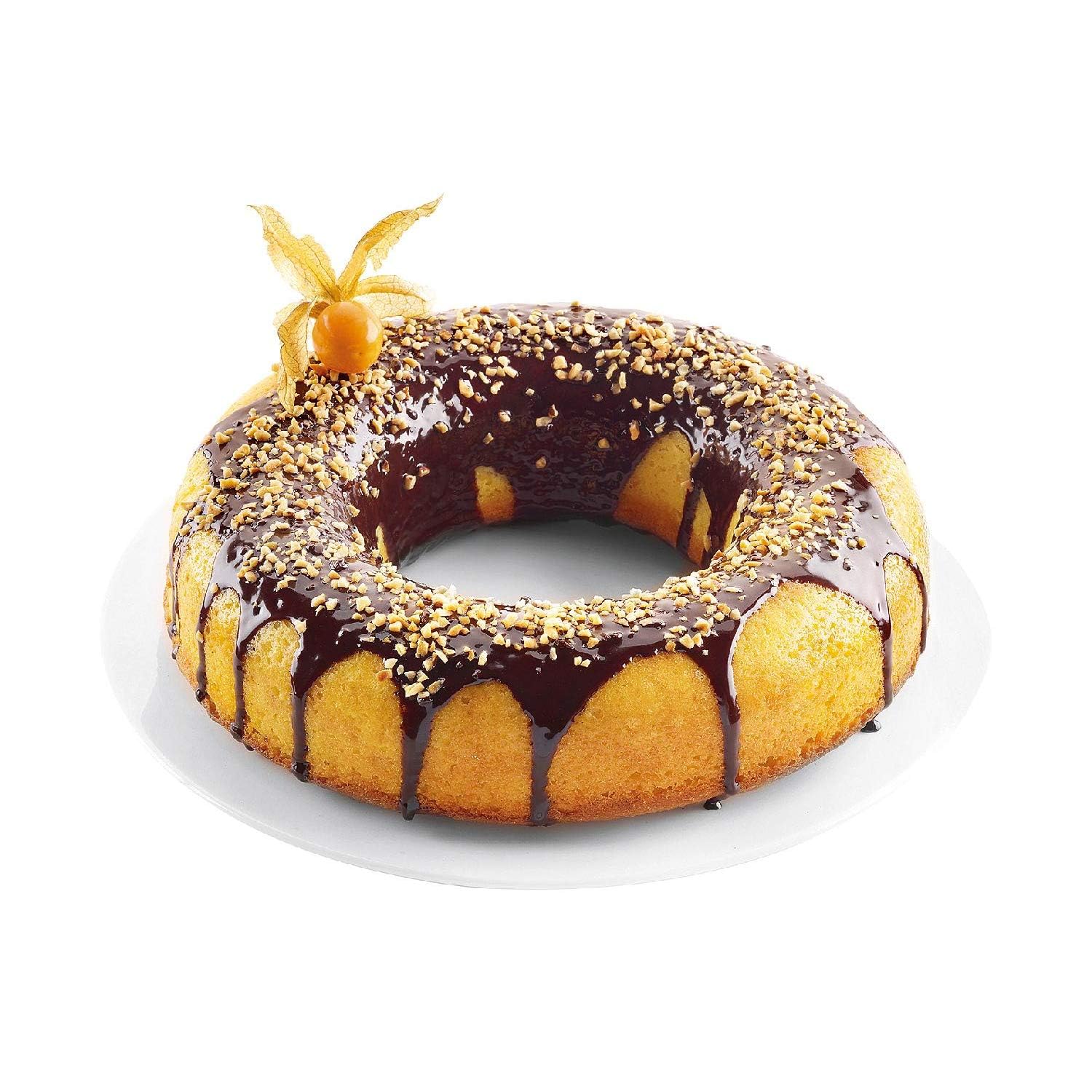 silikomart | SFT205 Moule en Silicone Rond CIAMBELLONE, Antiadhésif, Lot de 4 Moules à Pâtisserie avec Safe Ring, Ø 240 h 55 mm, Volume 1,5 l, Made in Italy