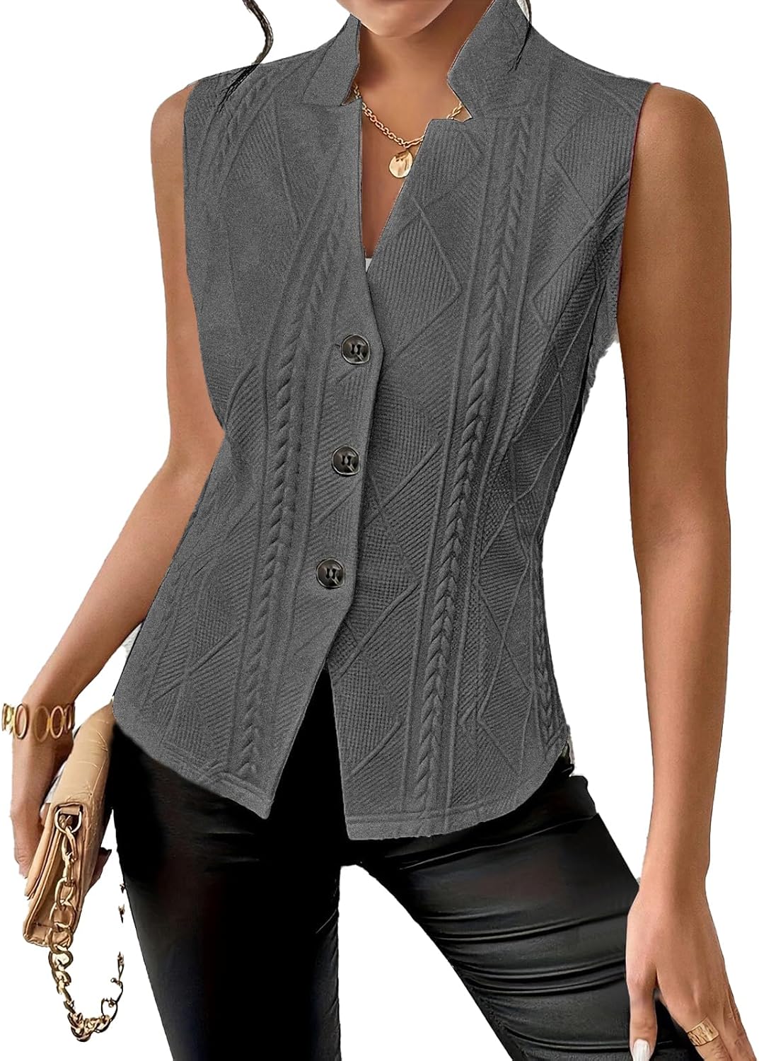 MINTLIMIT Vest for Women Sleeveless Button Down Blazer Knit Tank Top Summer Casual Waistcoat Vests