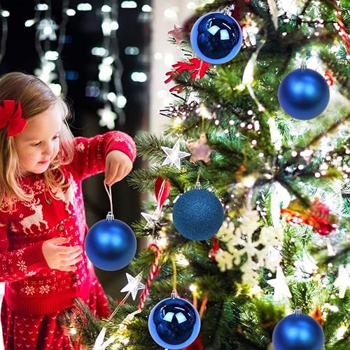 Miniatura 4 de Esferas de Navidad grandes de 3.94 pulgadas, inastillables, color azul marino, adornos de Navidad, 6 unidades, bolas grandes de adornos de Navidad