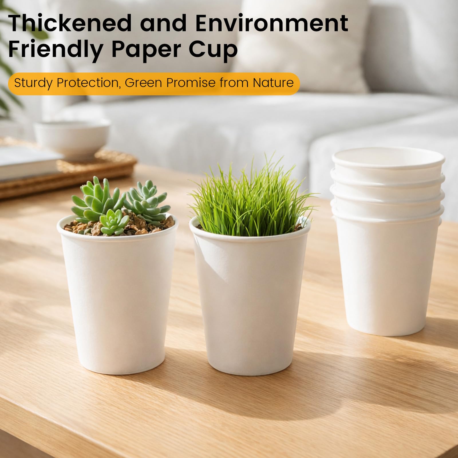 Paper Coffee Cups 12 oz, 100 Pack White Disposable Cups for Hot & Cold Beverages, Sturdy with Leak-Resistant Lining, Ideal for Home, Small Office, Party and Travel - 3