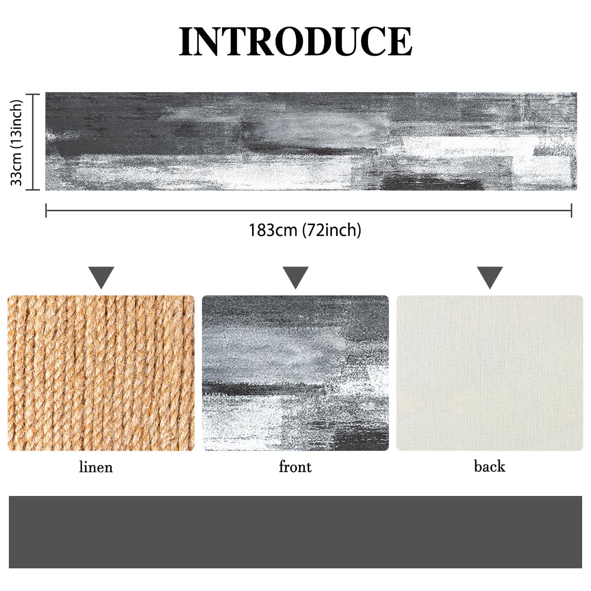 Outdoor Table Runner Black Linen Boho Table Runner Modern Seasonal Decorative Tablecloth for Coffee Table Holiday Parties - Image 3