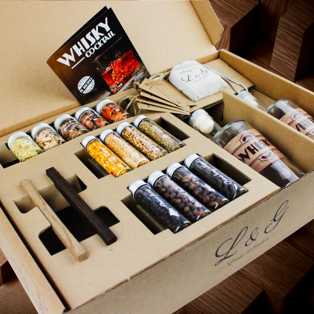 L&G® - Kit préparation et dégustation whisky arrangé - Idées cadeaux - Coffret cadeau whisky DIY original - Noël, anniversaire - Made in France - Ingrédients et accessoires de qualité