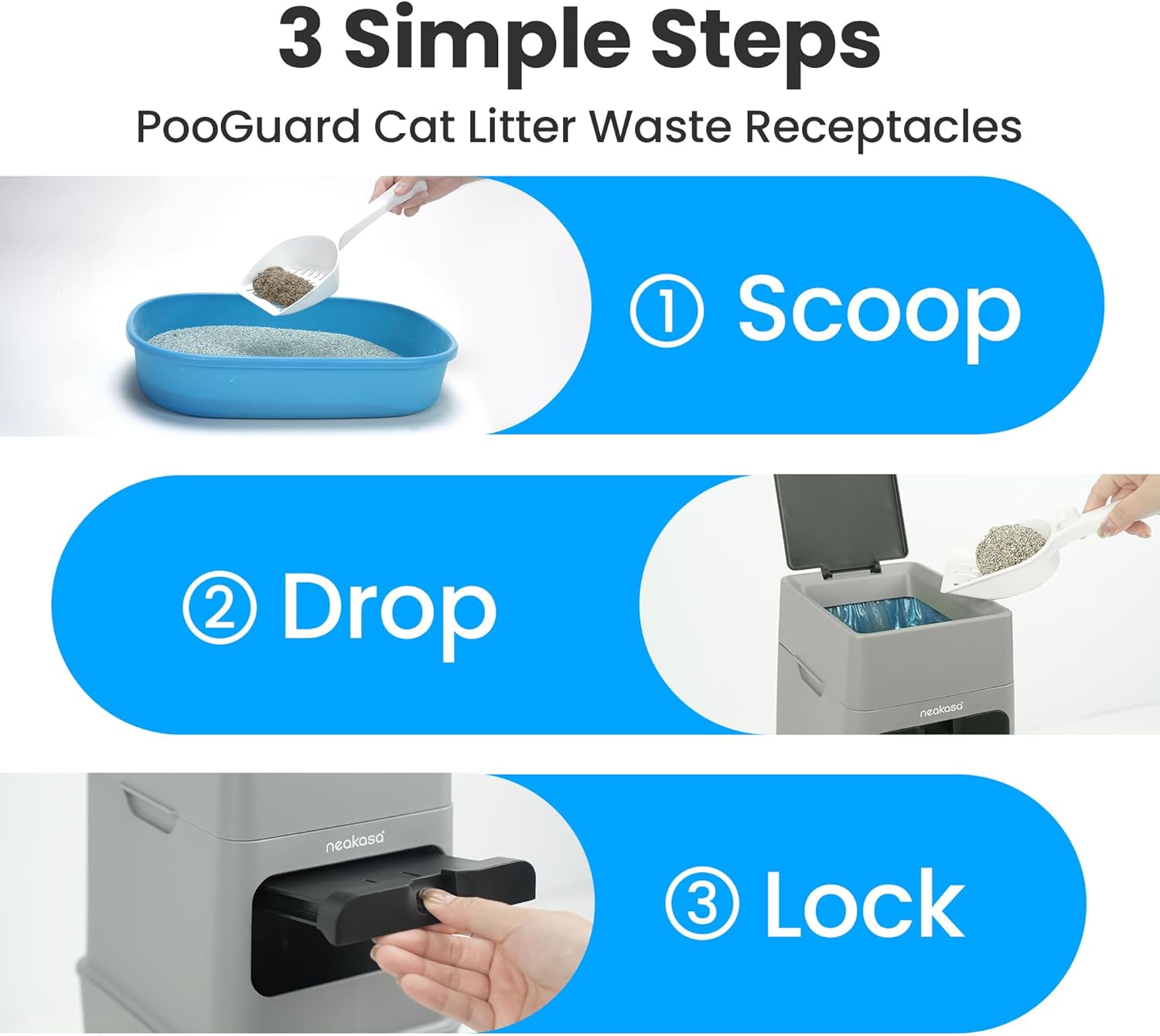 Neakasa Open Top Cat Litter Box with PooGuard Trash Can – 9.2L for Cat Litter, Dog Waste & Diapers