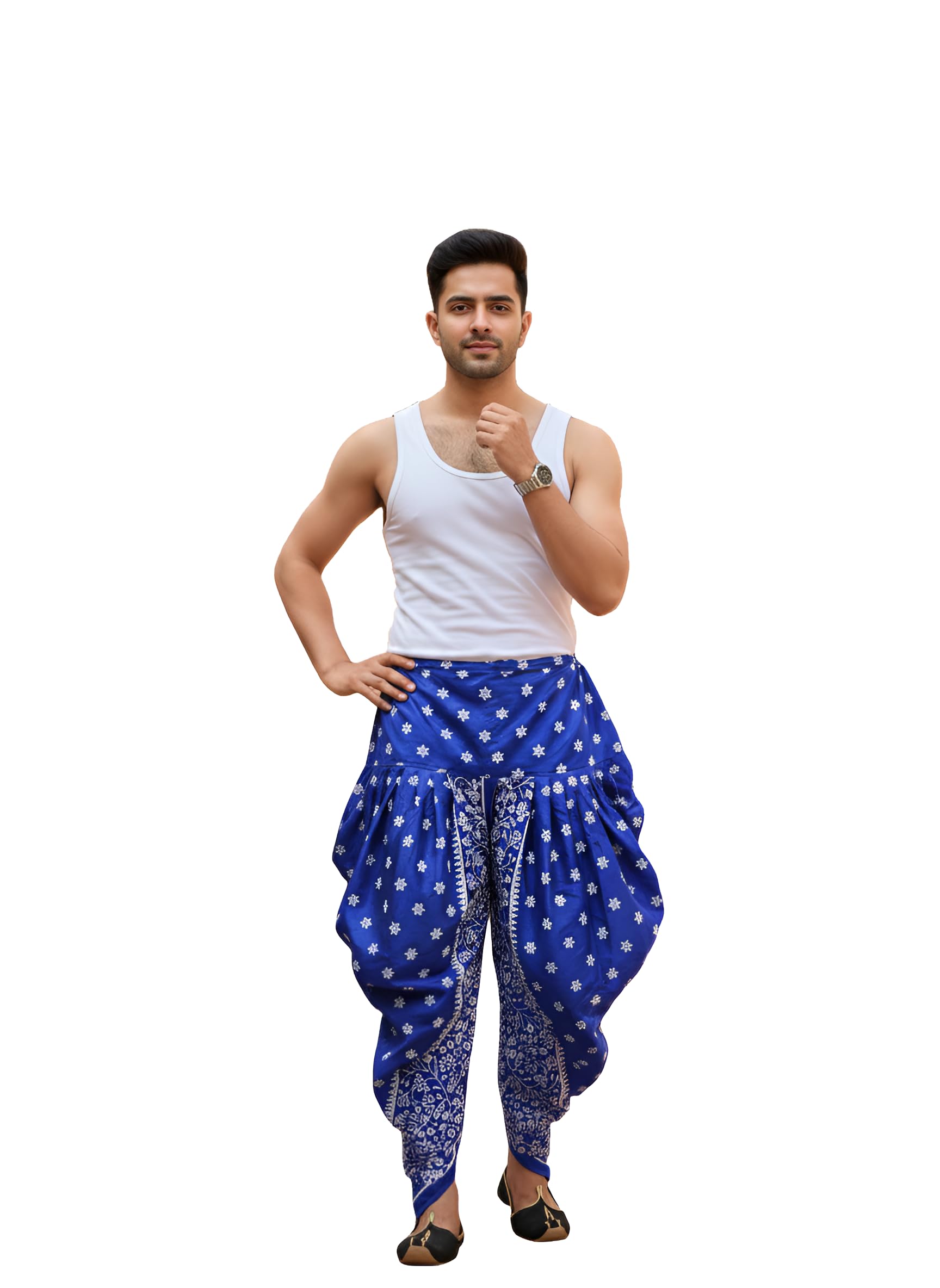 Men's Printed Patiala Dhoti Pant | Dupion Silk Fabric | Free Size Ethnic Bottom Wear | Party Wedding Festival Wear | Multi Colour | No Pocket-picture-47