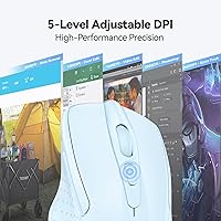 Vista 4 de TECKNET - Mouse inalámbrico y ergonómico de 2.4 GHz, mouse óptico para computadora, PC, Chromebook, Notebook, 6 botones, vida de batería de 24 azul