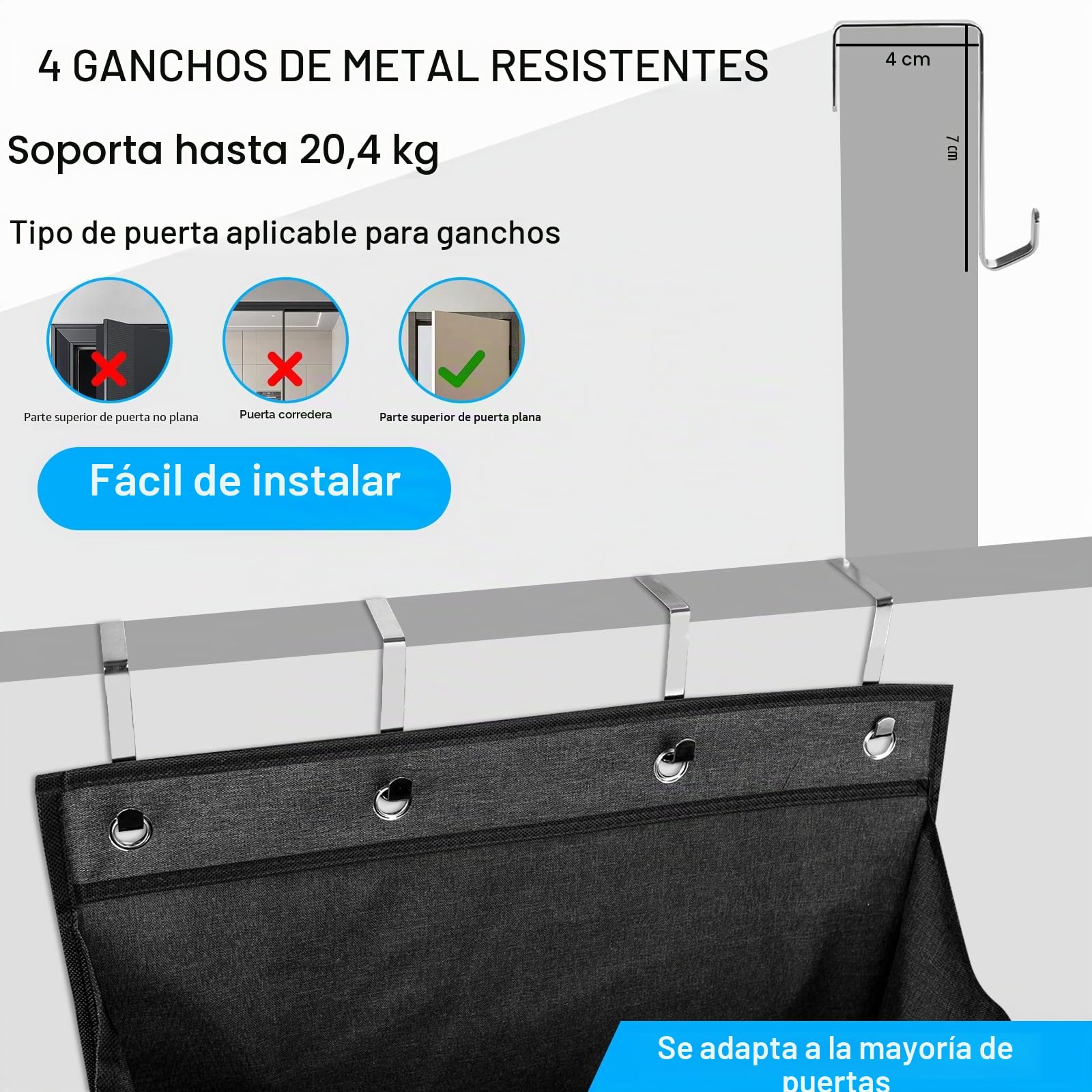Zapatero para puerta, zapatero colgante, organizador de zapatos, puerta con 6 bolsillos profundos, se adapta a 12 pares de zapatos (negro)