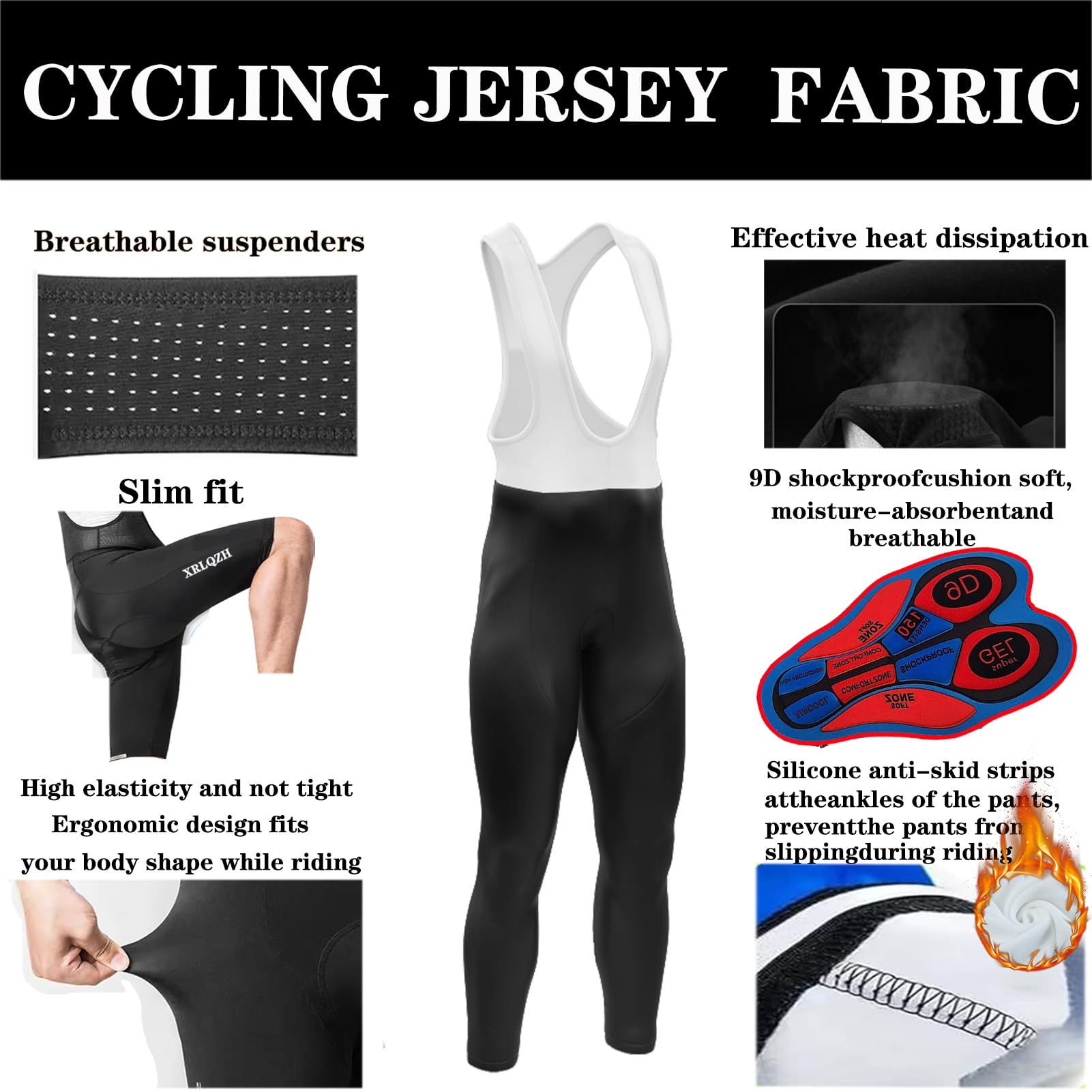 Herren Radtrikot Set Fahrradbekleidung Set, Winter Radtrikot Set Fleece Rennrad Trikot Herren Set,Langarm Fahrradtrikot
