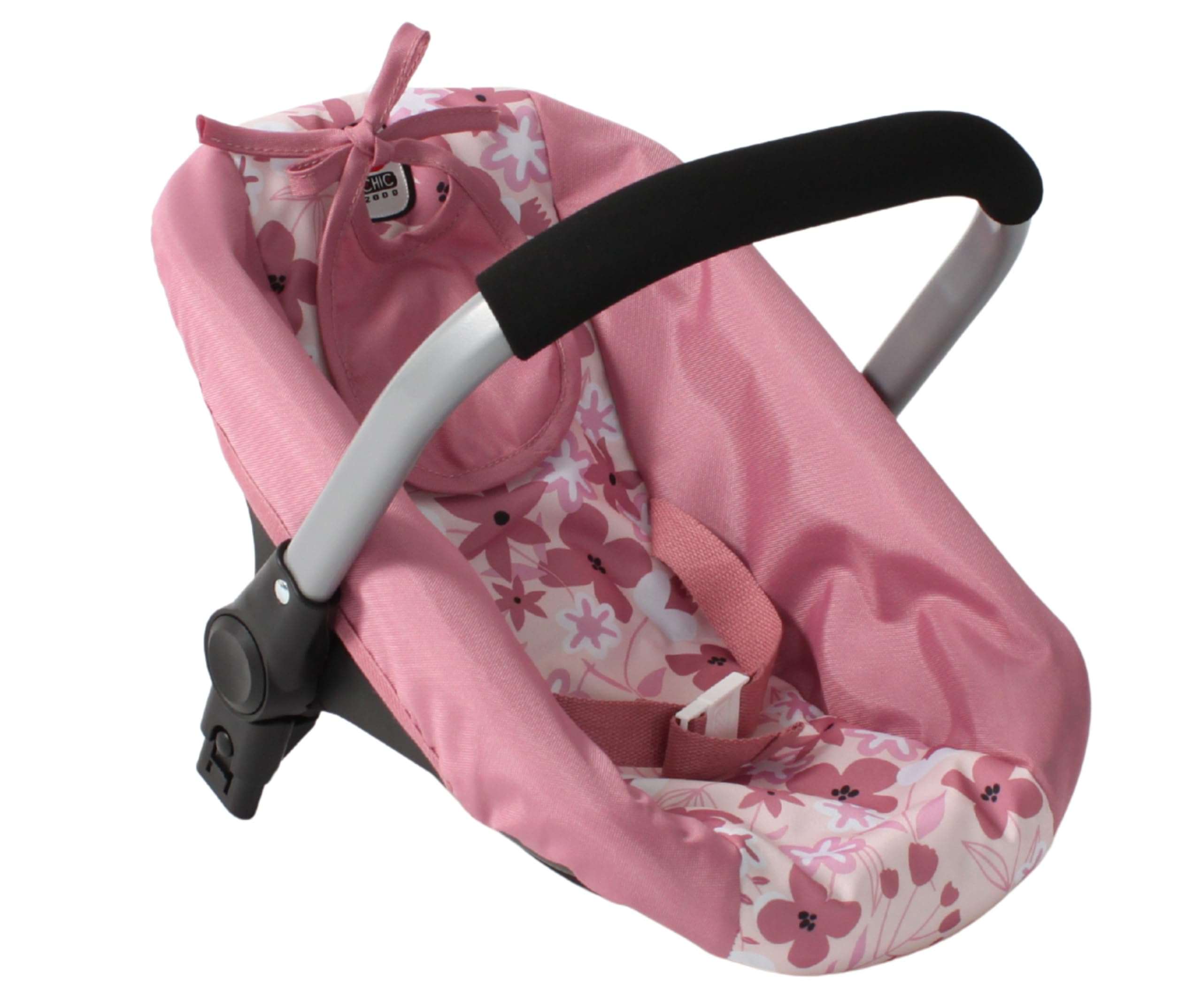 Bayer Chic 2000 - Asiento de Coche para muñecas con Adaptador para Cochecito de muñecas, Camilla de muñecas, Accesorios para muñecas, Flores Rosas