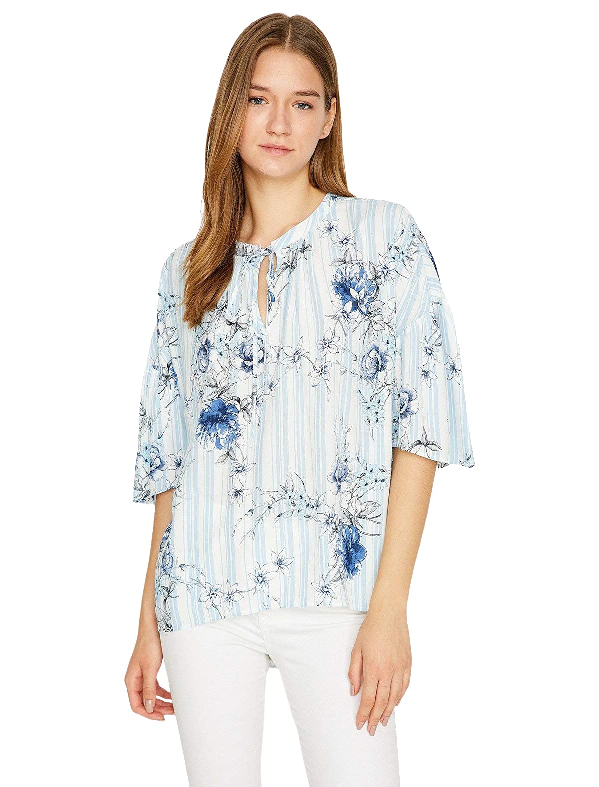 KOTONWomen's Blusenshirt Mit Serafino-ausschnitt Und Bindeband Blouse