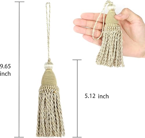 Miniatura 2 de Paquete de 2 borlas de 9 pulgadas con bucles, borla torcida hecha a mano, accesorios de bricolaje para decoración del hogar