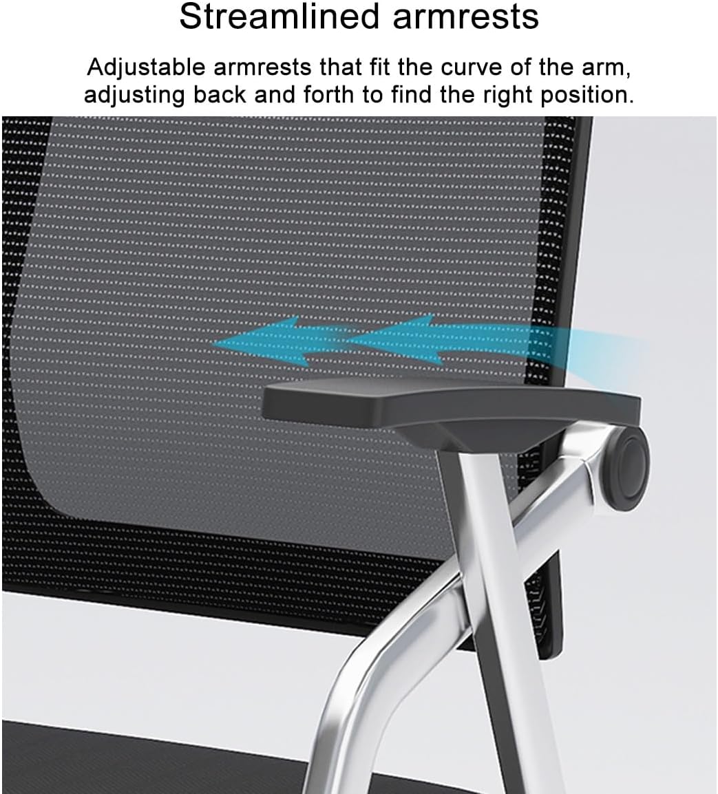Foldable Mesh Ergonomic Training Room Chair Guest Reception Stack Chairs for Office School Church,Conference Chair with Writting Board and Arms,Office Chairs(Nero)