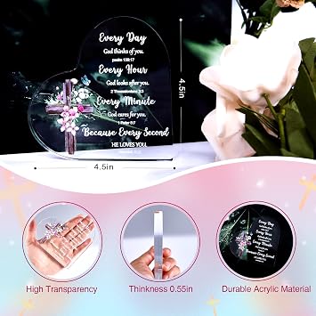 Christian Gifts for Women, 9 PCS Religious Gift Bulk Set Includes 20 oz Tumblern Straw Brush Sock Acrylic Quota Panel Keychain Bracelet Thanks Card Gift Box, Perfect Christmas Faith Gifts for Girls