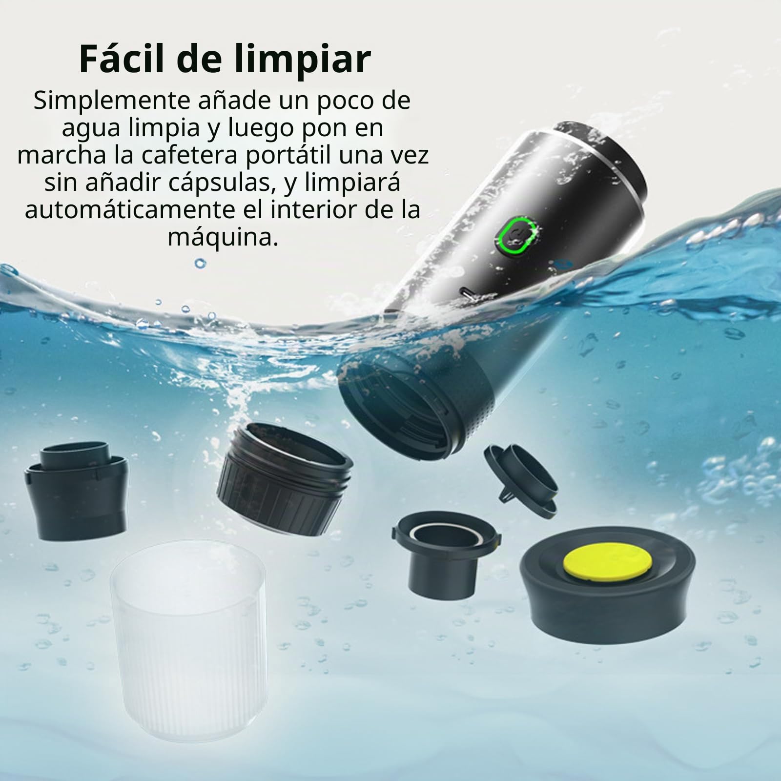 Máquina de café espresso portátil, 3 en 1, eléctrica, autocalentadora, de camping, mini cafetera de coche, recargable, 12 V con USB-C compatible con café molido y cápsula NS