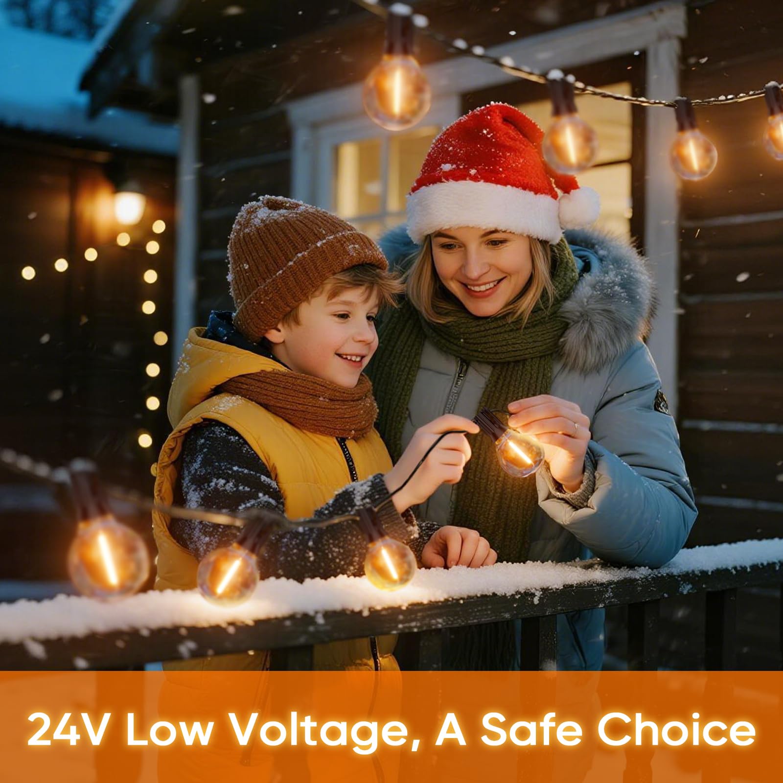 Hoteril Catena Luci da Esterno Giardino-30M, G40 Catena Luminosa Esterno: 42+2 Lampadine, Temperatura Colore 2200K, Alimentazione a Spina, Ideale per Pergolato da Giardini, Gazebo, Balcone, Campeggio
