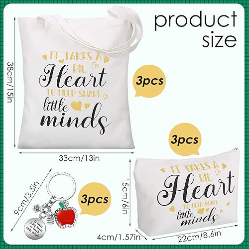 Miniatura 3 de Cunno 9 piezas de regalos de agradecimiento para profesores, regalos de agradecimiento para profesores, bolsas de lona para cosméticos con