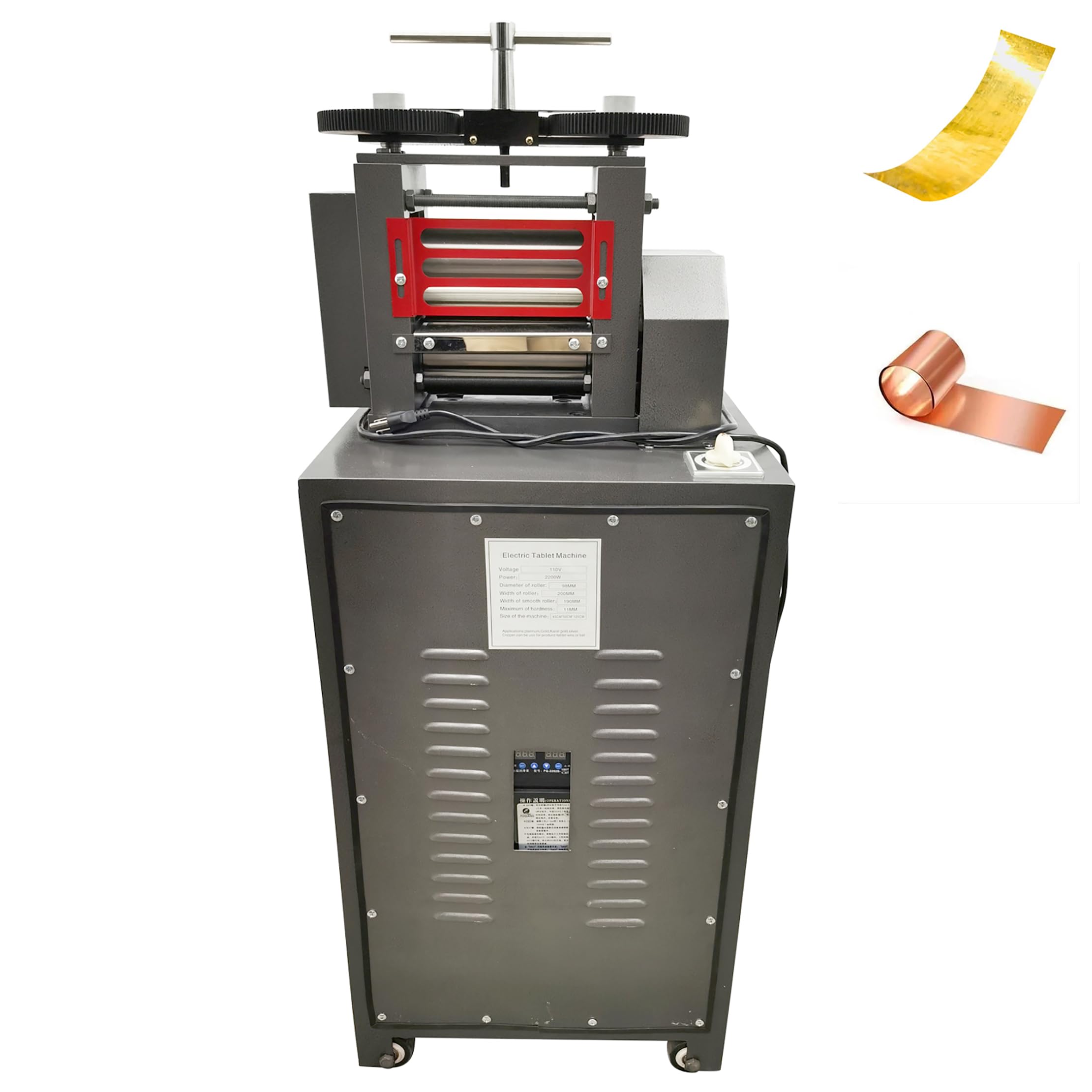 TECHTONGDA Electric Rolling Mill Jewelry Making Machine 2.2KW Smooth Roller Jewelry Press Tabletting Flake Machine for Gold Silver DIY Jewelry Tool