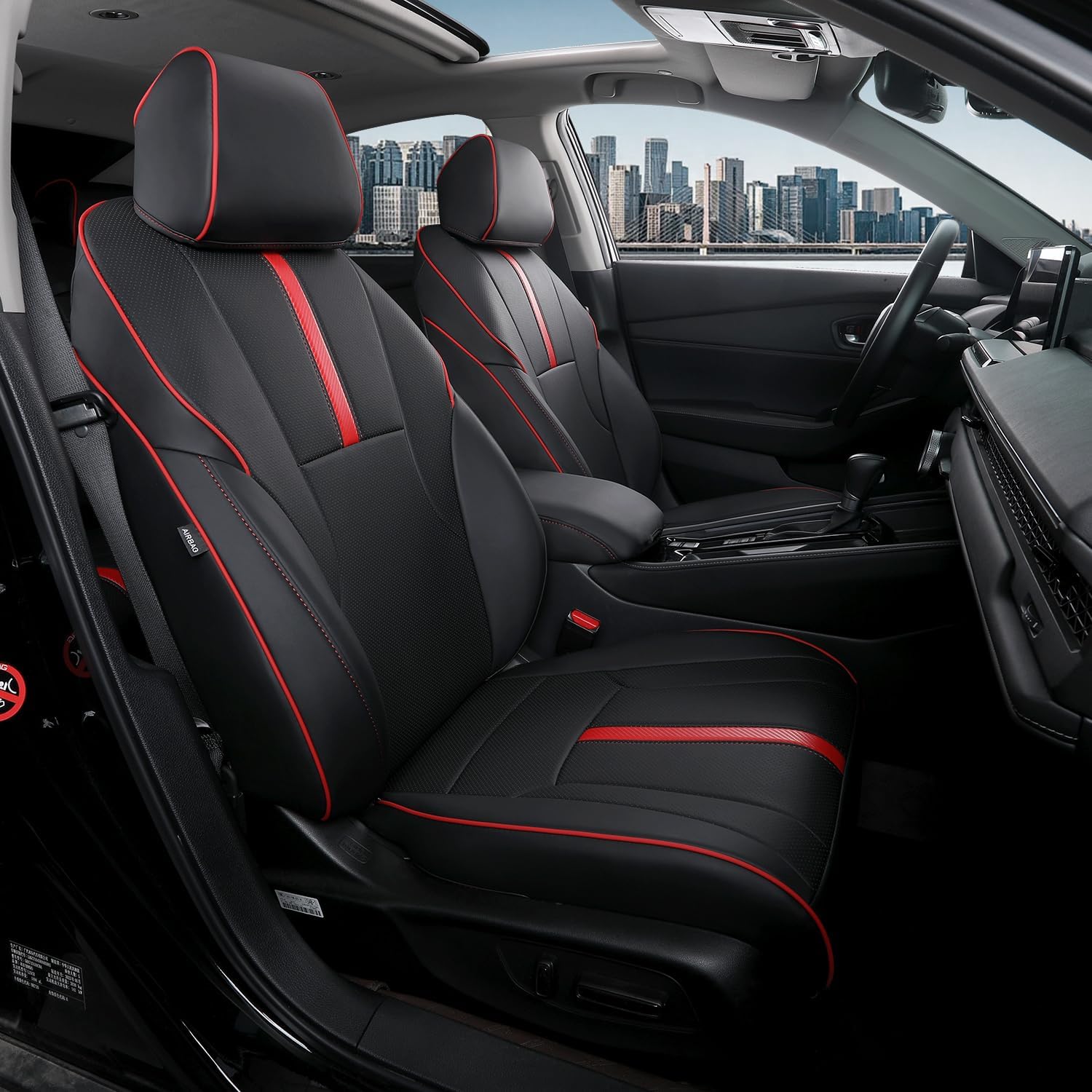 Custom Fit Seat Covers for Honda Accord 2023-2026, Fits 23-24 EX, 25-26 SE, 23-26 Sport Hybrid/EX-L Hybrid/Sport-L Hybrid/Touring Hybrid, PU Leather, Waterproof, Airbag Safe (Pure Black)