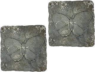 12 European Backyard Ideas for Timeless and Elegant Style 10 BestNest Athens Butterfly Stepping Stones, Cypress – Pack of 2 Square Co...