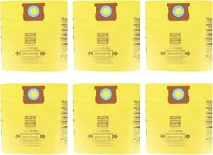 Vacuum Bags for Shop Vac 10-14 Gallon Type F and I - Dust Filter Bags for Shop Vac 90662 90672 9066200 9067200 906-62-00 9067211 VF2005 9066233 (6 Pack)