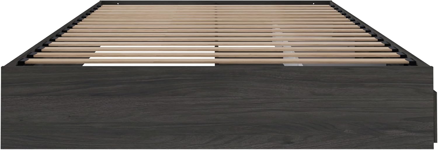 Nexera Grey Queen Size Storage Platform Bed, 3-Drawer, Bark