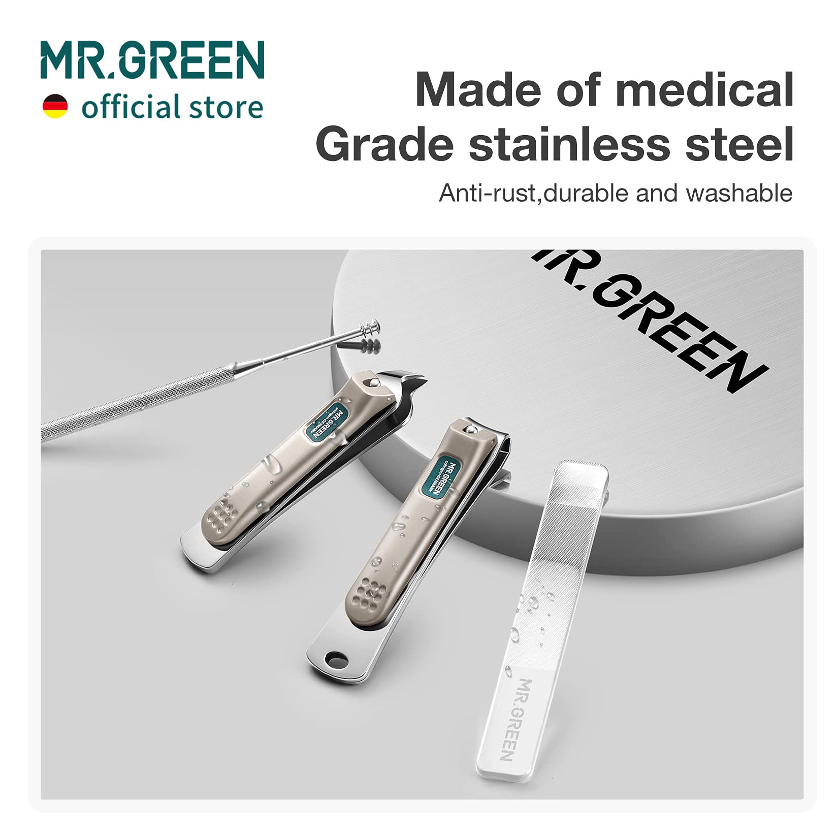 MR.GREEN Portable Stainless Steel Manicure and Pedicure Set with Travel Case