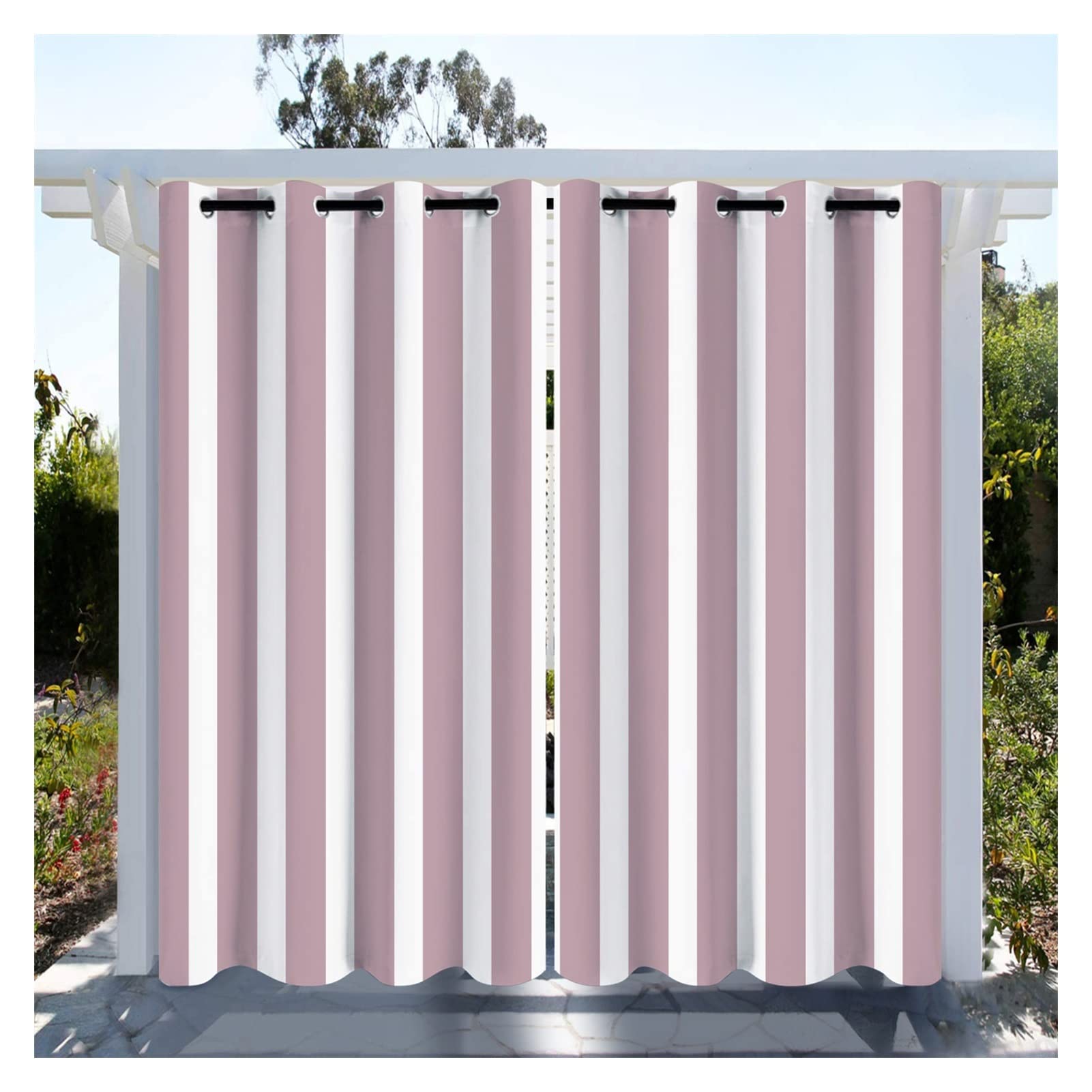 KFGDFD Gazebo Curtain Waterproof Privacy Drapery, with Grommets Shading and Heat Insulation Outdoor Blinds for Porches, Cottages, 2 Panels Color : Pink, Size : W47xH59in(1.2x1.5m)