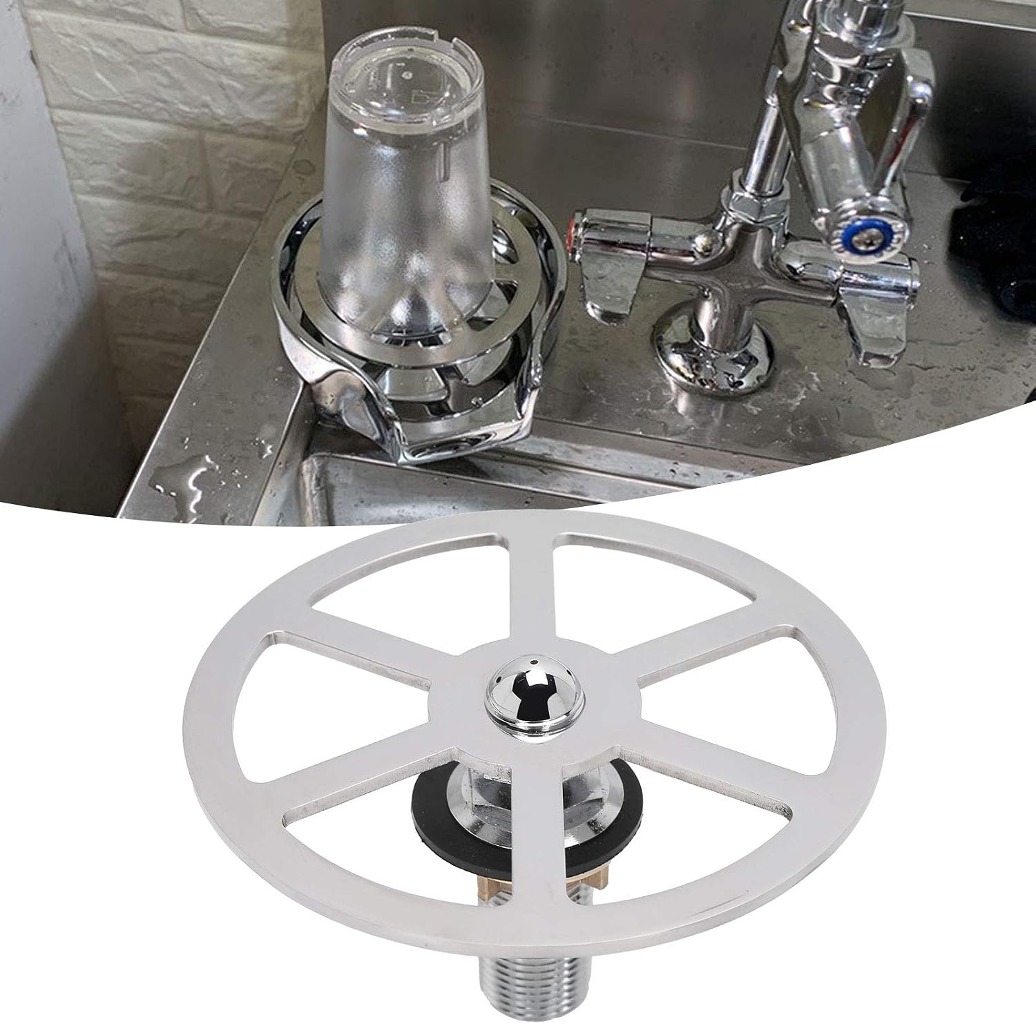 STAINLESS STEEL HIGH PRESSURE GLASS RINSER AUTOMATIC CUP WASHER FOR BAR KITCHEN SINKS