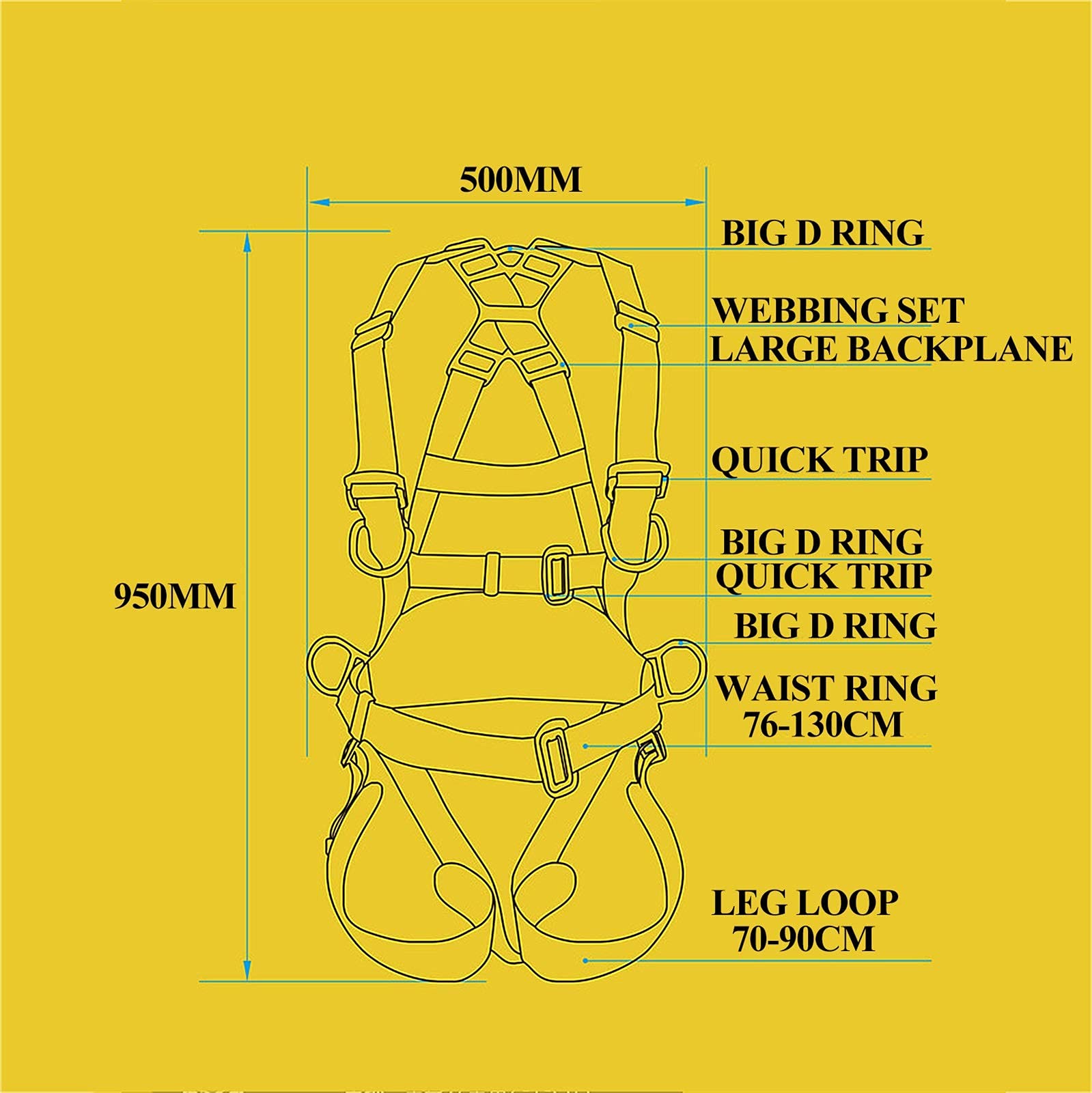 SwaYve Ceinture de Sécurité Antichute, Harnais de Sécurité Complet Pour Protection Contre Les Chutes, Harnais de Sécurité de Construction