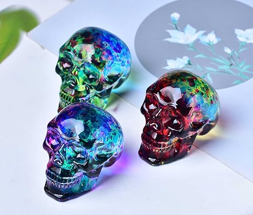 Miniatura 7 de Estatuas de cabeza de calavera de cristal, figuras de calavera K9, piedras preciosas de calavera de cristal, decoración de Halloween, regalos para