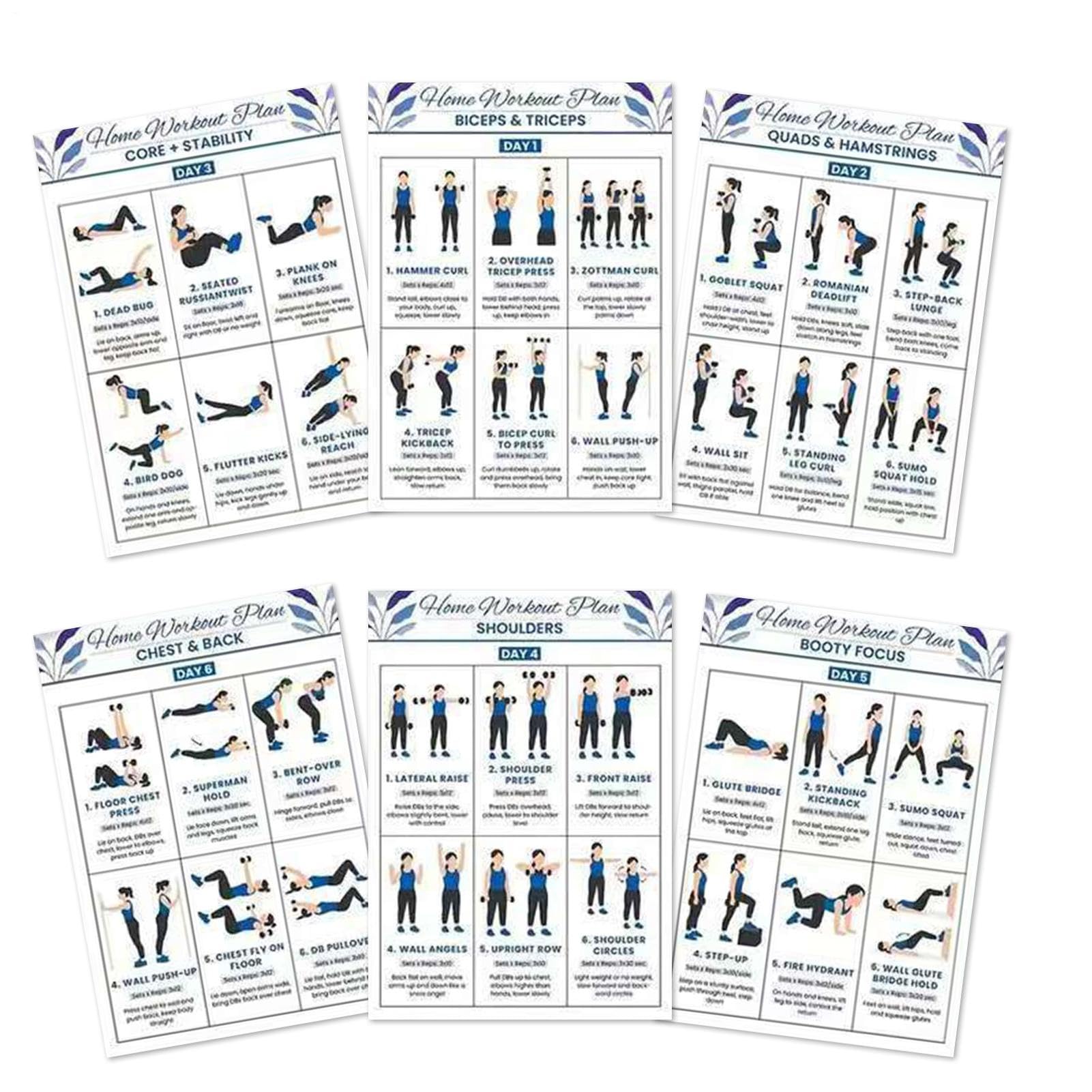 Affiches d'entraînement pour salle de sport à domicile | Guide de fitness à domicile (français non garanti), tableau d'action pour exercices de yoga – pour dortoir, bureau, appartement, chambre, salon