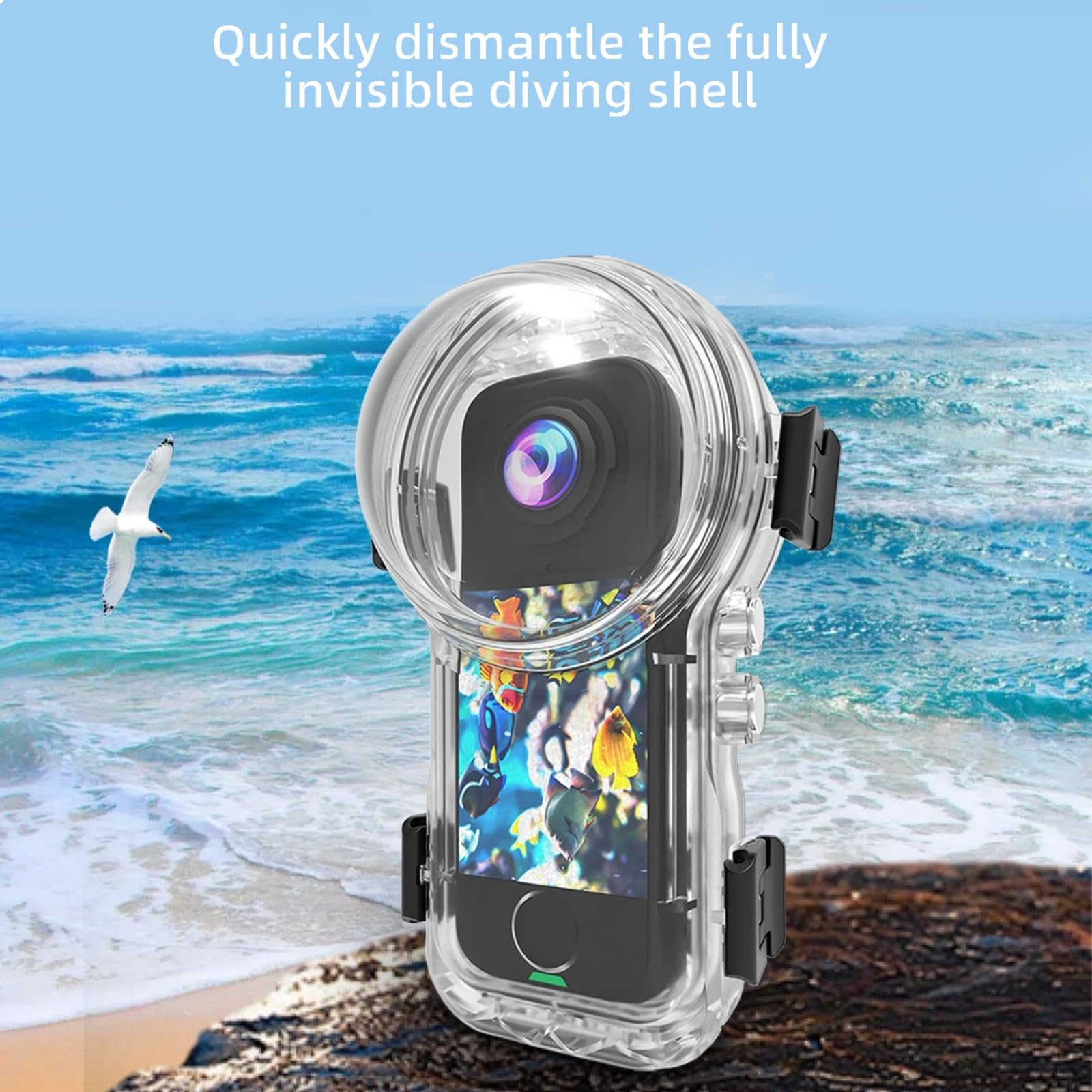 Housse de protection transparente pour caméra d'action - Boîtier de plongée sous-marine de 50 m de profondeur