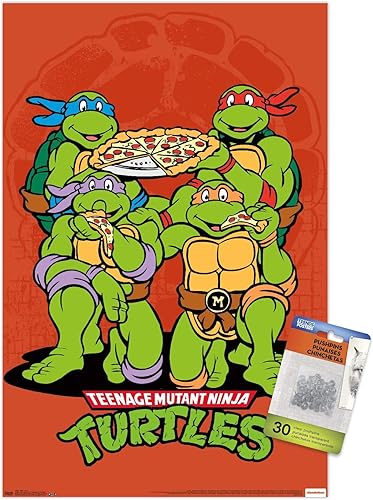 Trends International Nickelodeon Teenage Mutant Ninja Turtles - Póster de pared de pizza, 14.725 x 22.375 pulgadas, paquete de póster premium y