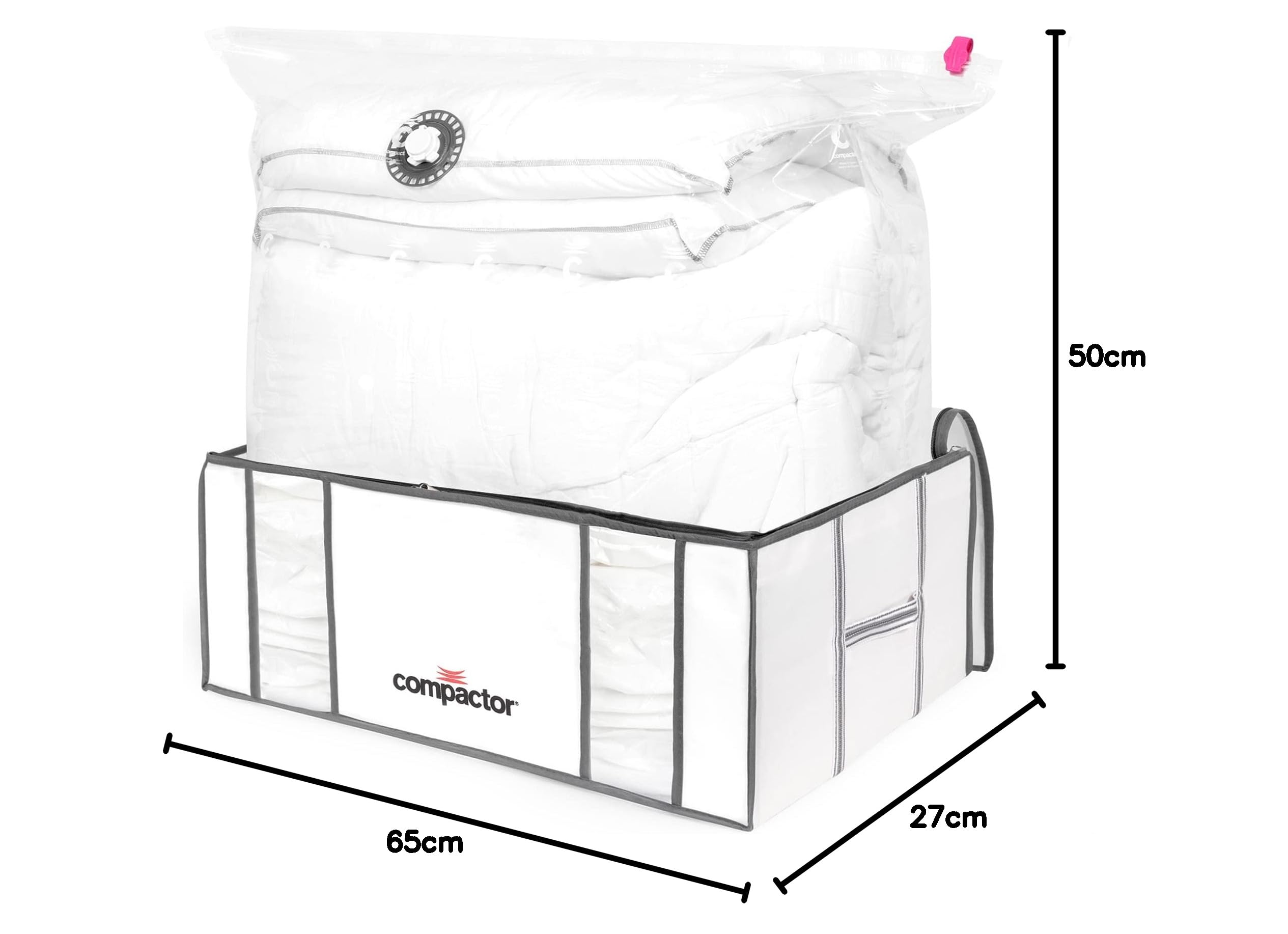 Compactor - Lot de 2 housses de rangement sous vide - Très grande capacité XXL - Blanches - Compression couettes oreillers vêtements - Rangement armoire