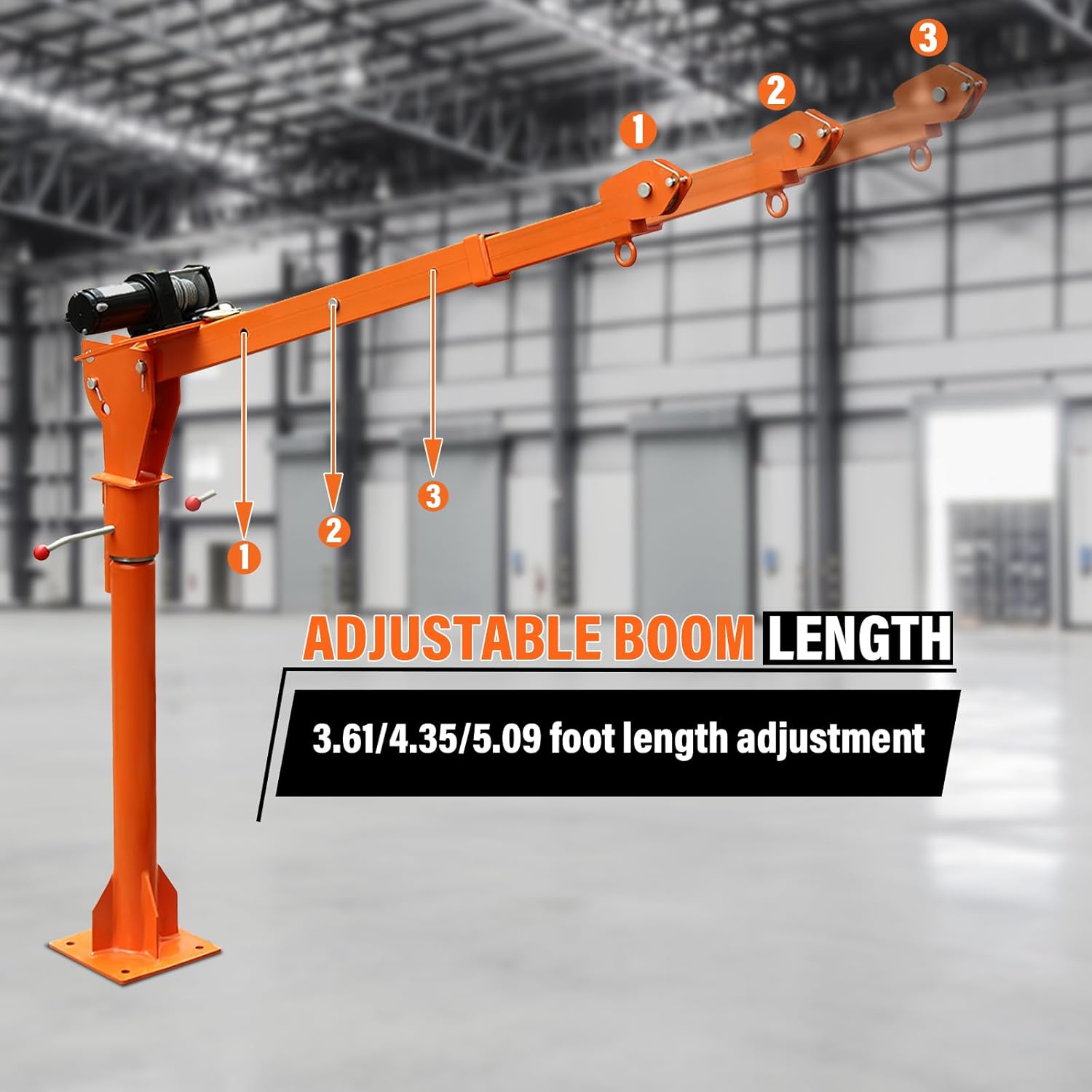 Truck Mounted Crane, 1100 LB 12V Electric Winch Truck Crane with Adjustable Boom Length, 360 Degree Swivel, Pickup Truck Jib Crane, Suitable for Construction, Forestry and Factory Lifting Goods