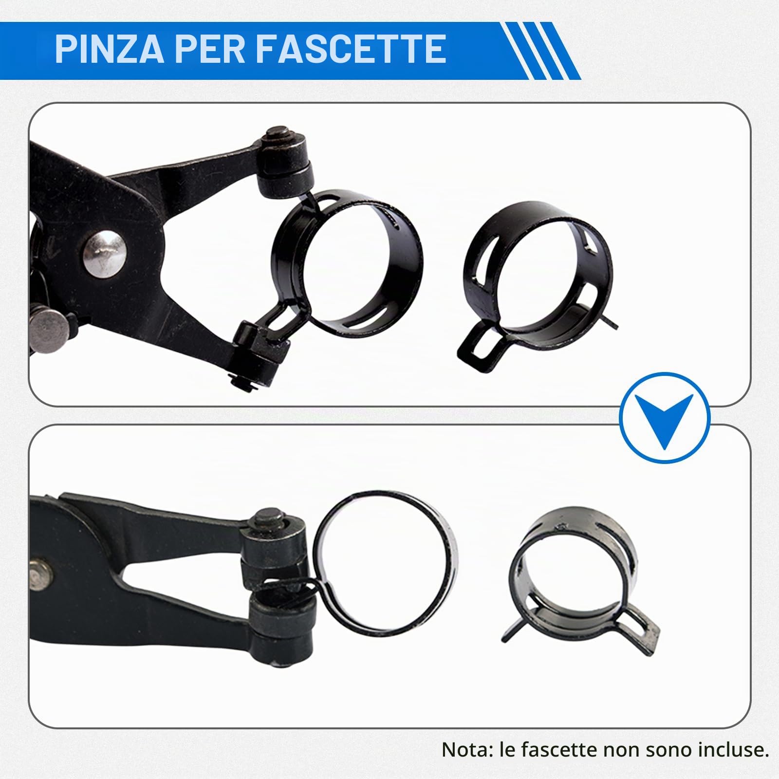 FreeTec Kit Pinze Fascette Stringitubo, 9 pezzi Pinze Fascette Auto, Flessibile Pinze Stringitubo a Molla, Pinza Clic Pinza Morsetti Tubi per Smonta Fascette di Tubi Radiatore Olio Carburante