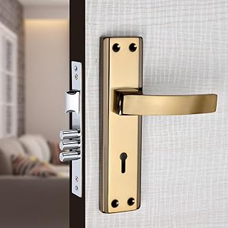 Milton Mortise Lock Set with Door Handle, Black Gold Finish, 7 Inch, Model MHI-RX-03, Complete Set with Keys and Screws