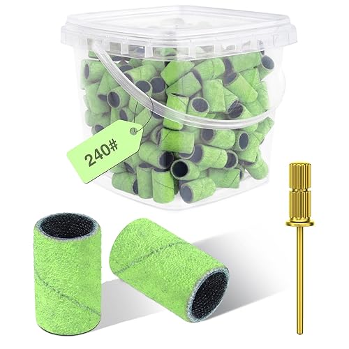200 bandas de lijado para taladro de uñas, bandas de lijado gruesas # 240, brocas para uñas acrílicas, lima de uñas profesional de 332 pulgadas para
