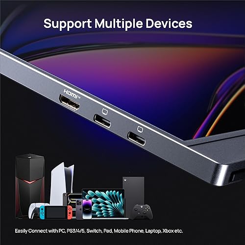 Miniatura 6 de ARZOPA 16.1'' 144Hz Portable Gaming Monitor, 106% sRGB 1080P FHD Kickstand Portable Monitor with HDR, Ultra Slim, Eye Care, External Second Screen